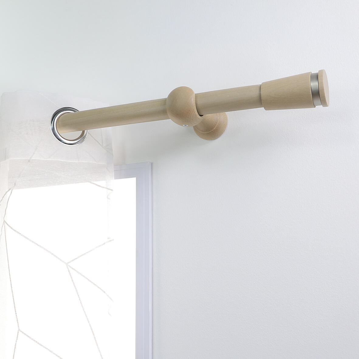 Lot de 2 embouts pour barre à rideau , Diam.28 mm décor chêne clair Design, INSP - 3