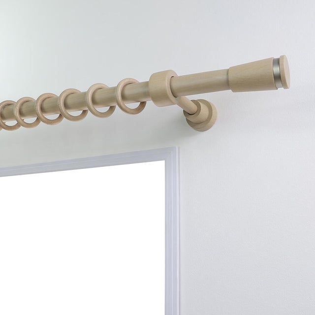 Lot de 10 anneaux pour tringle à rideau Design 28 mm bois décor chêne clair pein