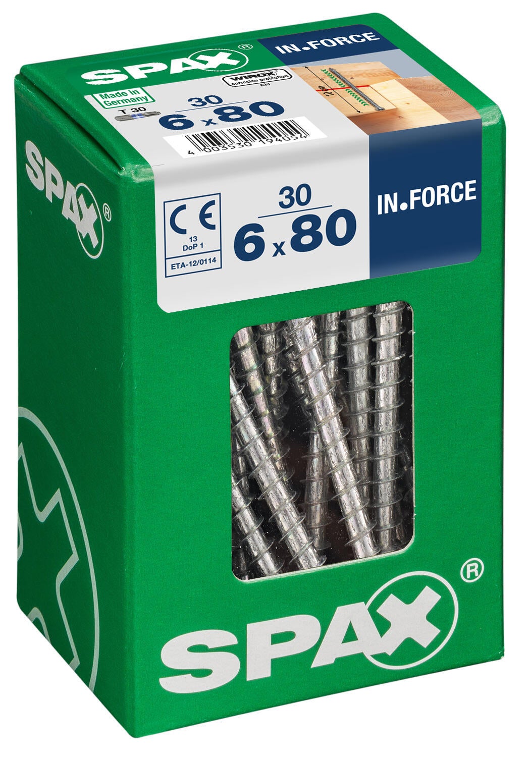 30 vis acier tête cylindrique t-star+ SPAX, Ø6 x L.80 mm - 2
