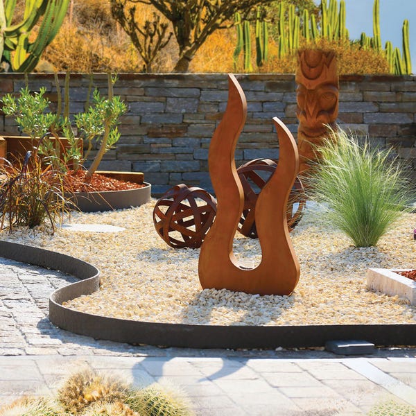 UNUS Décoration de jardin en métal rouillé - 70 cm - Pour jardin, terrasse  ou balcon