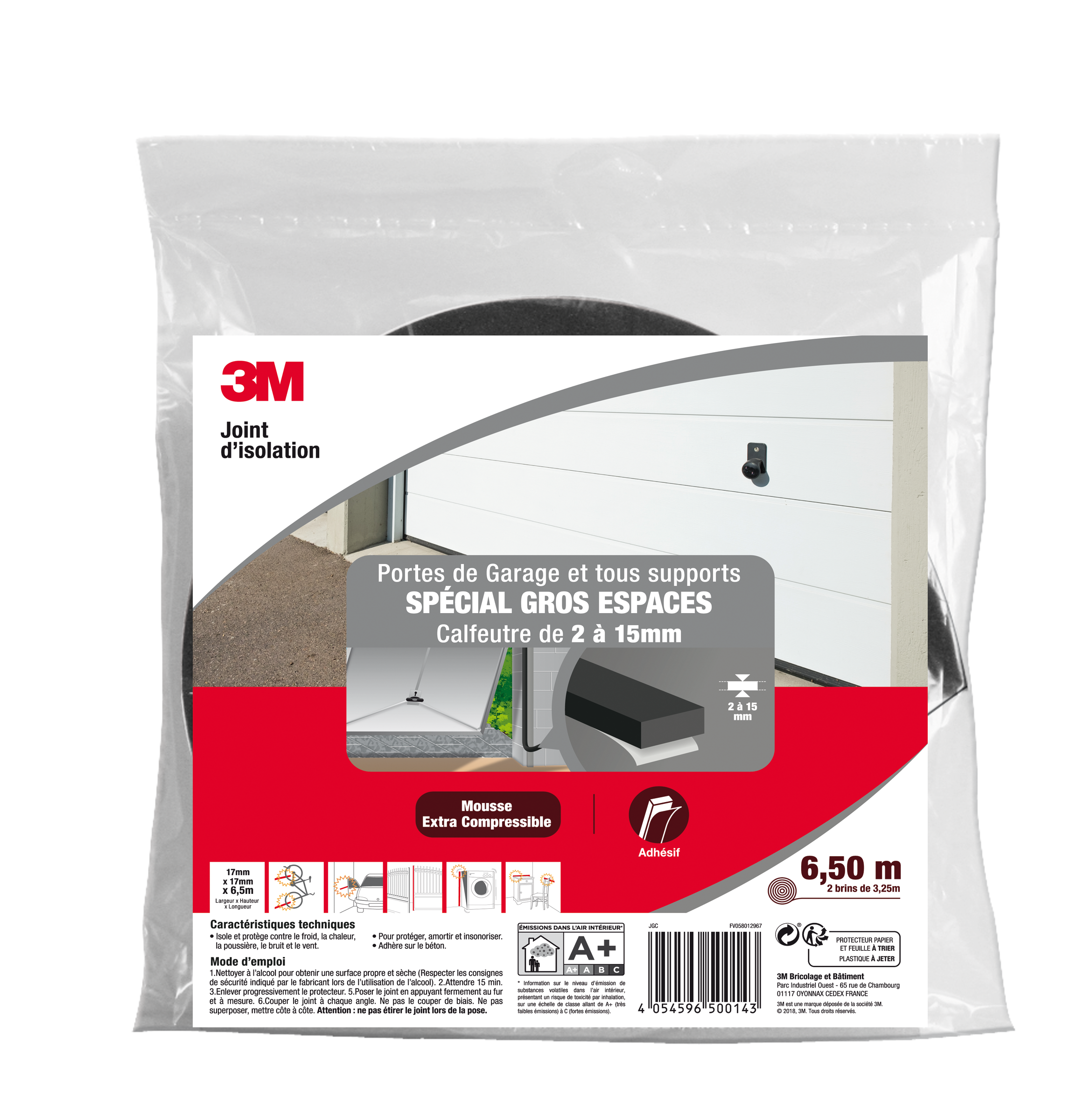 Joint de porte de garage mousse gros espaces 3M 2 à 15 mm, L.6.5 m gris - 4