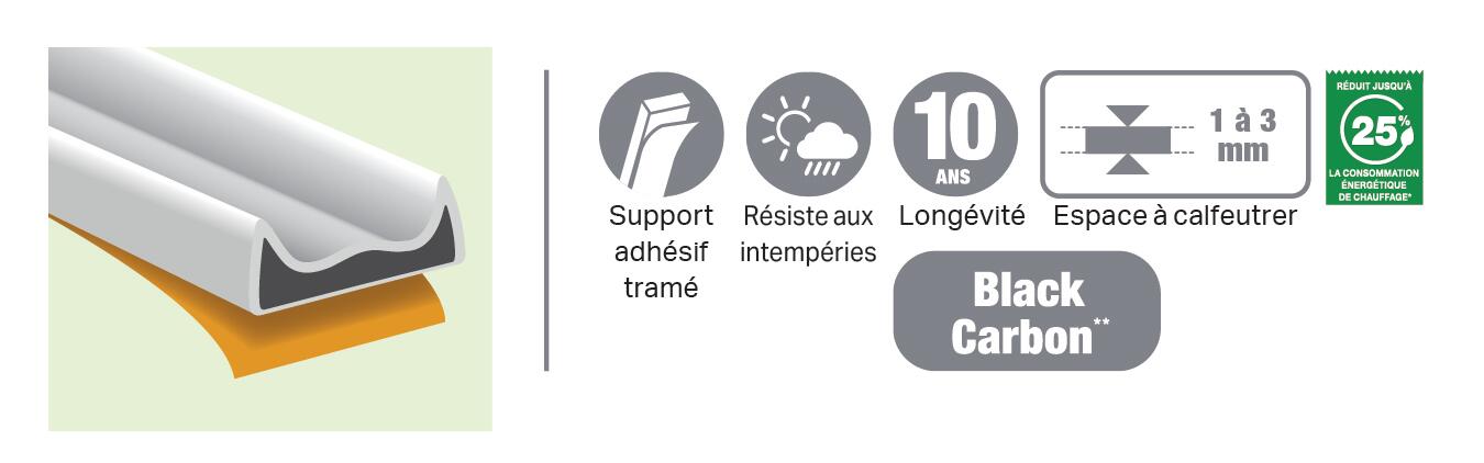 Joint de porte et fenêtre bon état Premium 3M 1 à 3 mm, L.6 m marron - 6