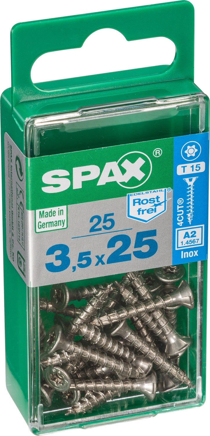 25 vis acier inoxydable tête fraisée t-star+ SPAX, Ø3.5 x L.25 mm - 2