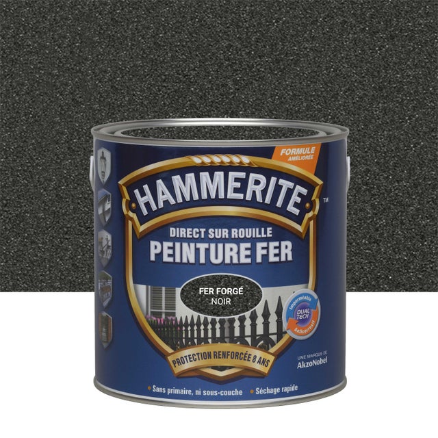 Peinture extérieure fer Forgé HAMMERITE noir mat  2.5l