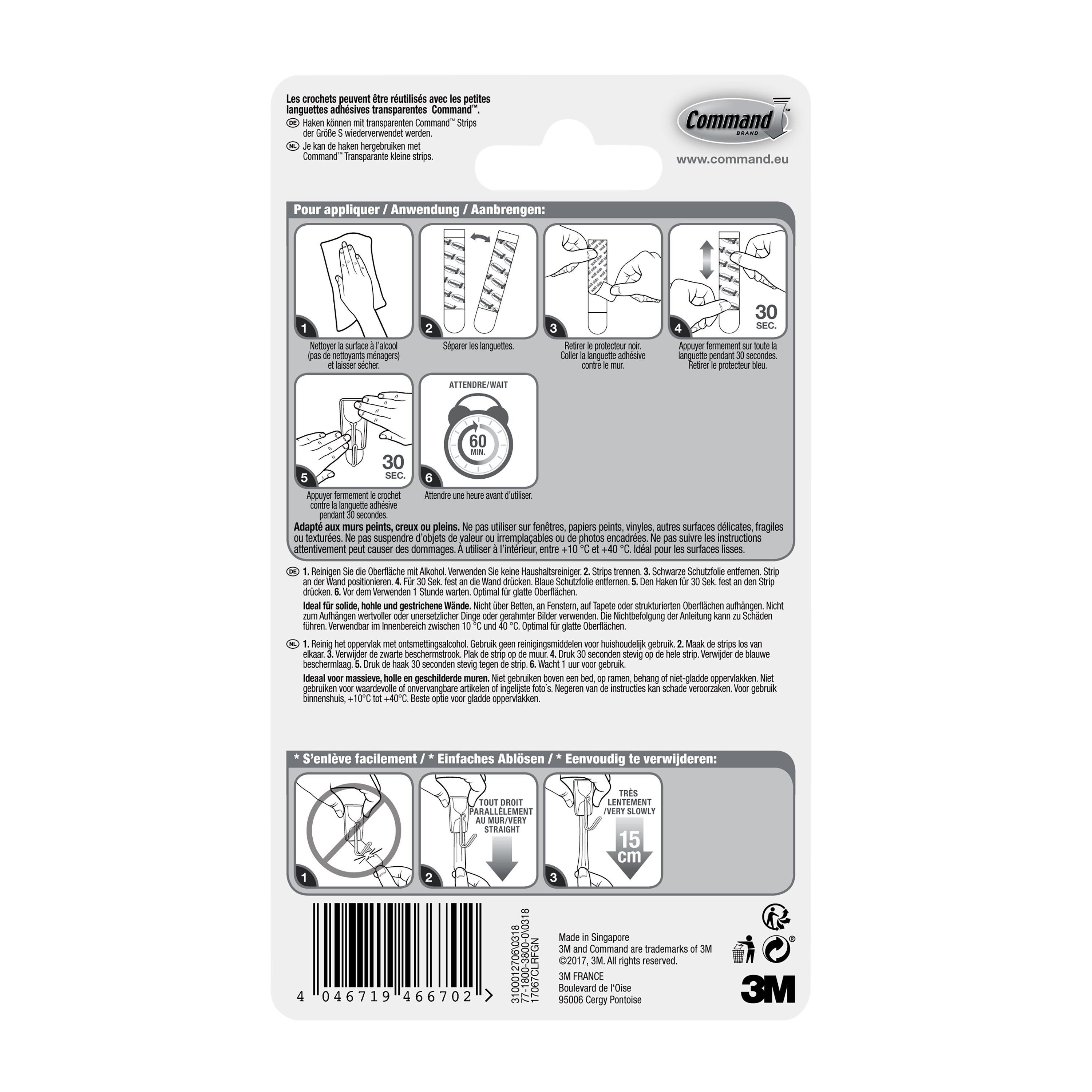Lot de 9 crochets adhésif Pointe métal, COMMAND, transparent 0.225 kg - 8