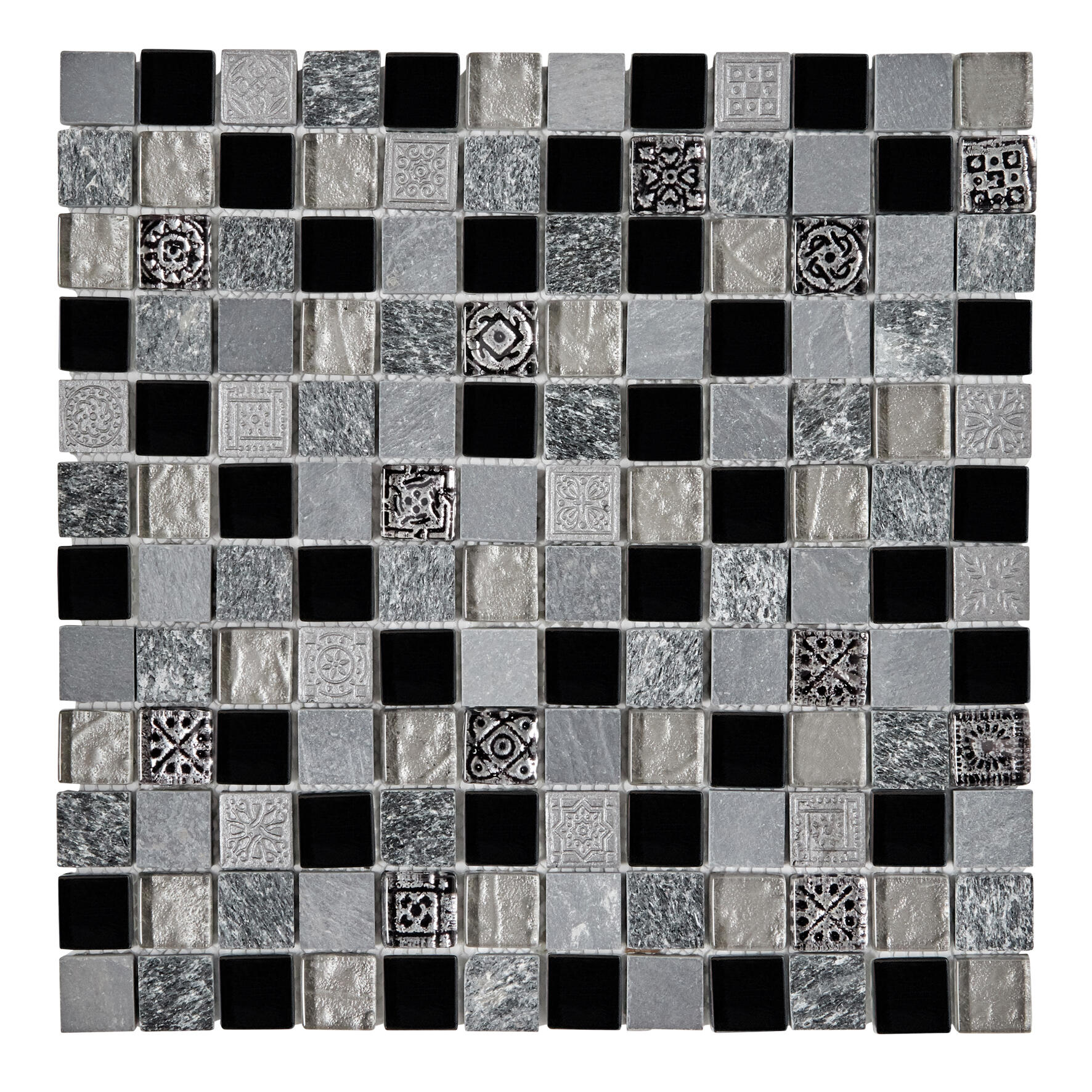 1 plaque de mosaïque Mix pierre gris 30 x 30 cm - 2
