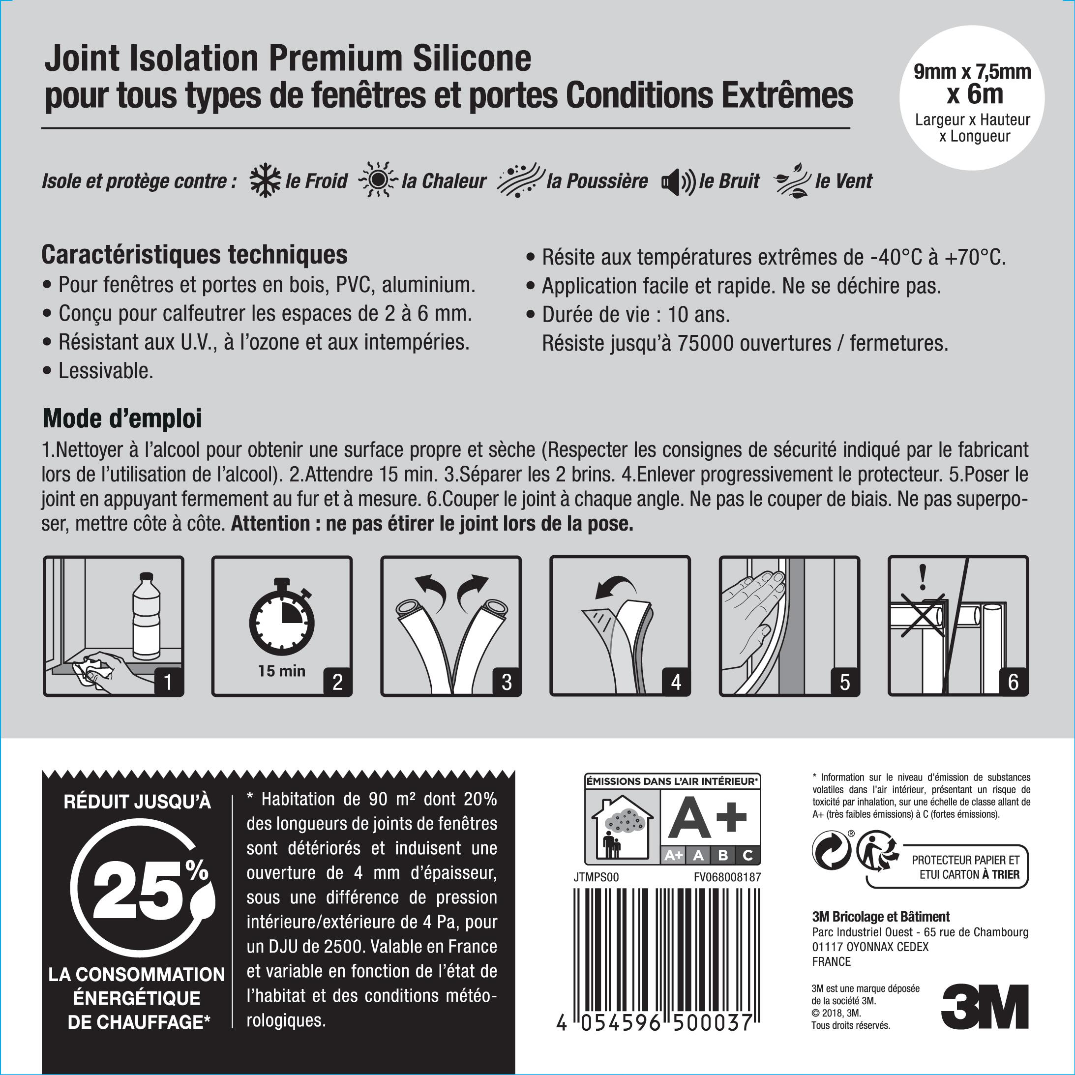 Joint de porte et fenêtre très mauvais état Premium 3M 2à6 mm, L.6 m transparent - 4