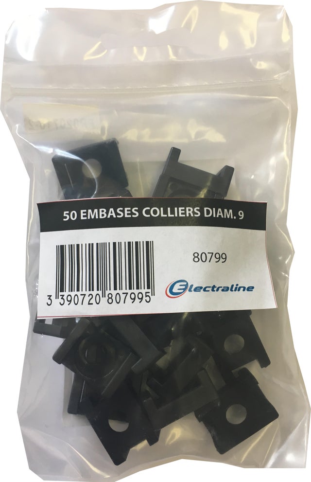 Lot de 50 embases à visser, D.9mm noir