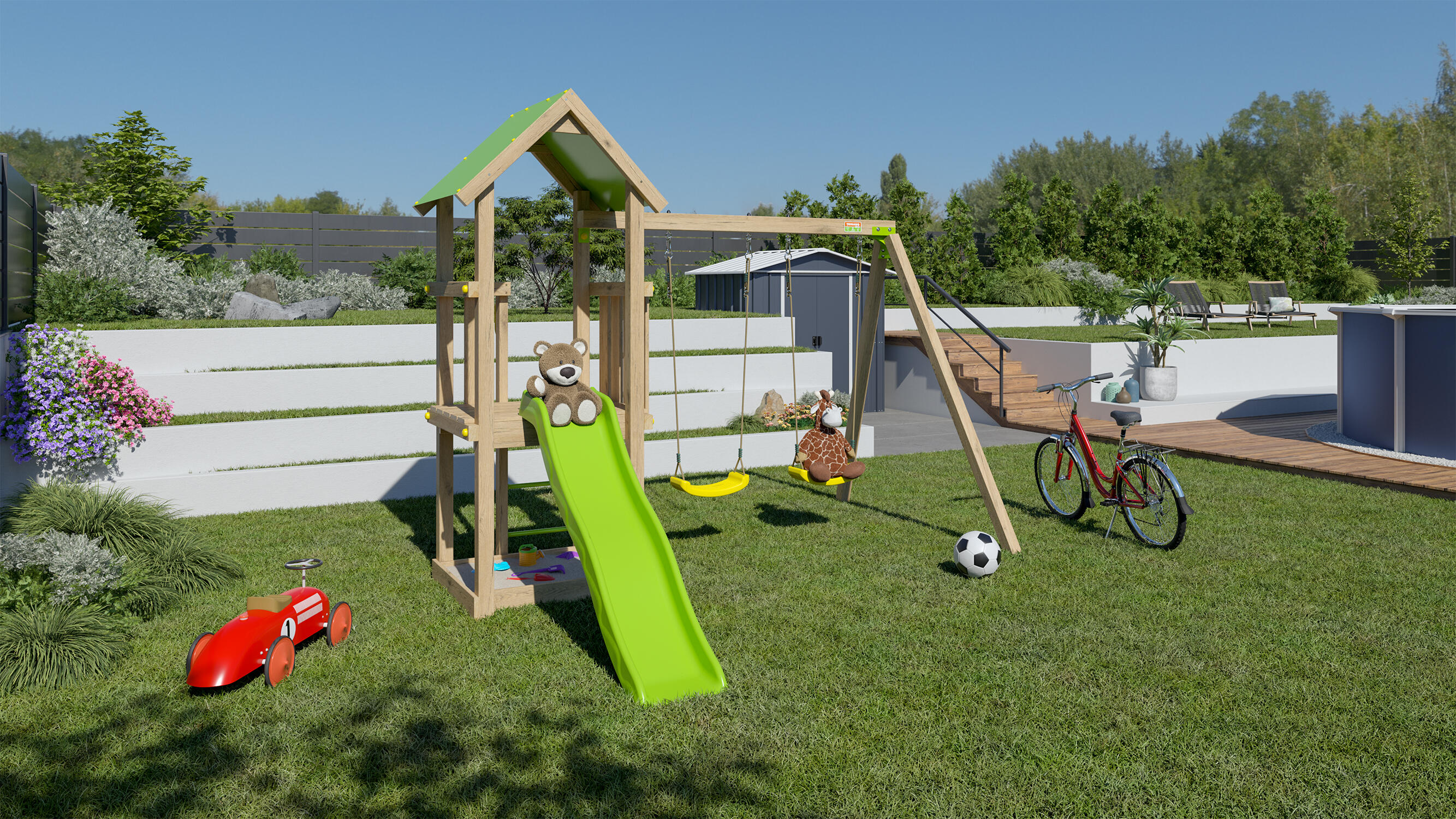 Aire de jeux bois Easy Xperience TRIGANO, H.240 cm - 3