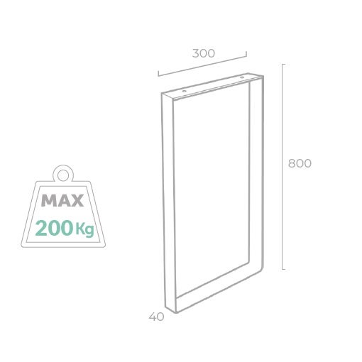 Pied pour meubles, tables et bars rectangulaire REI à visser, H.80 cm acier mat  - 4