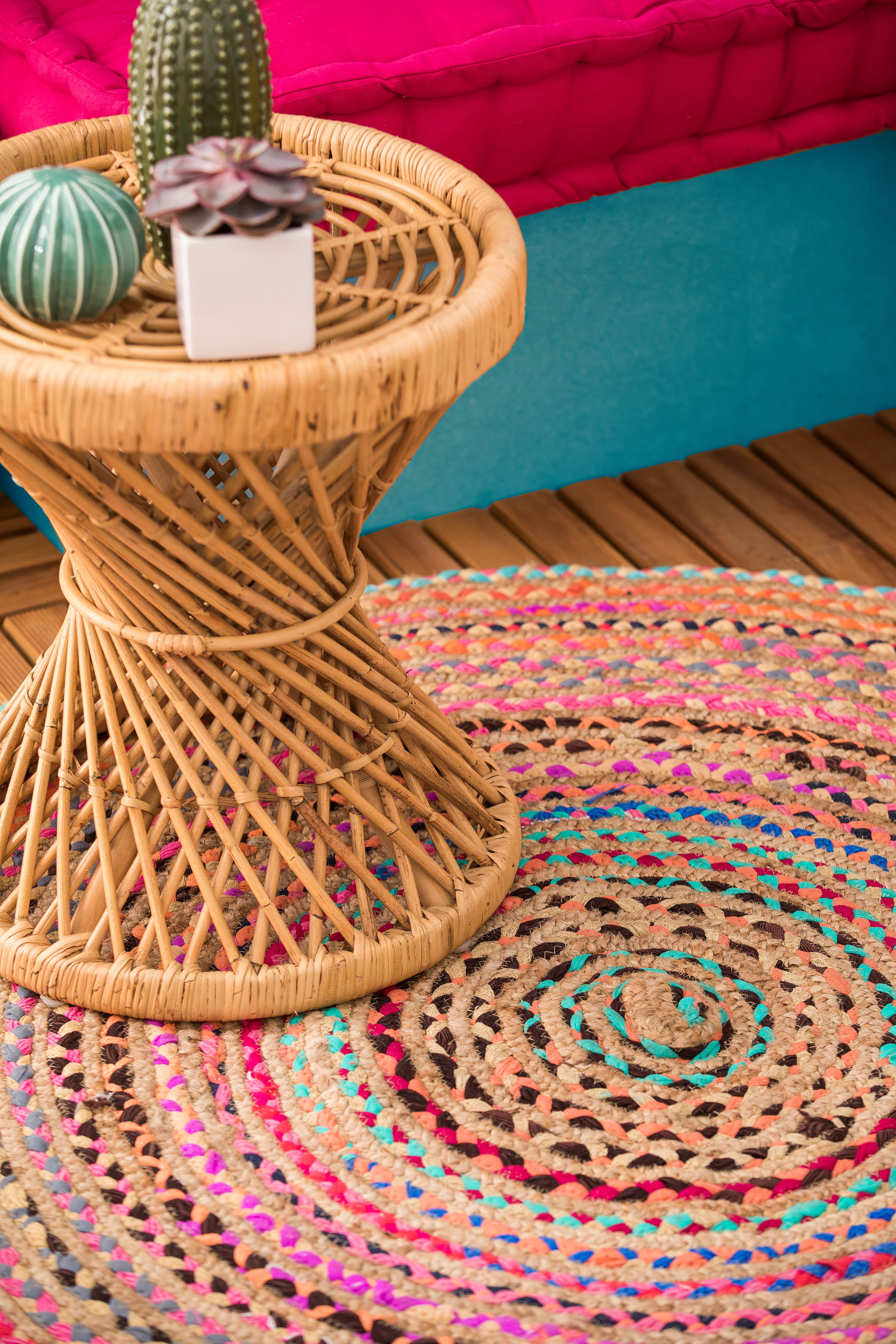 Tapis jute intérieur multicouleurs rond diamètre 120 cm - 3