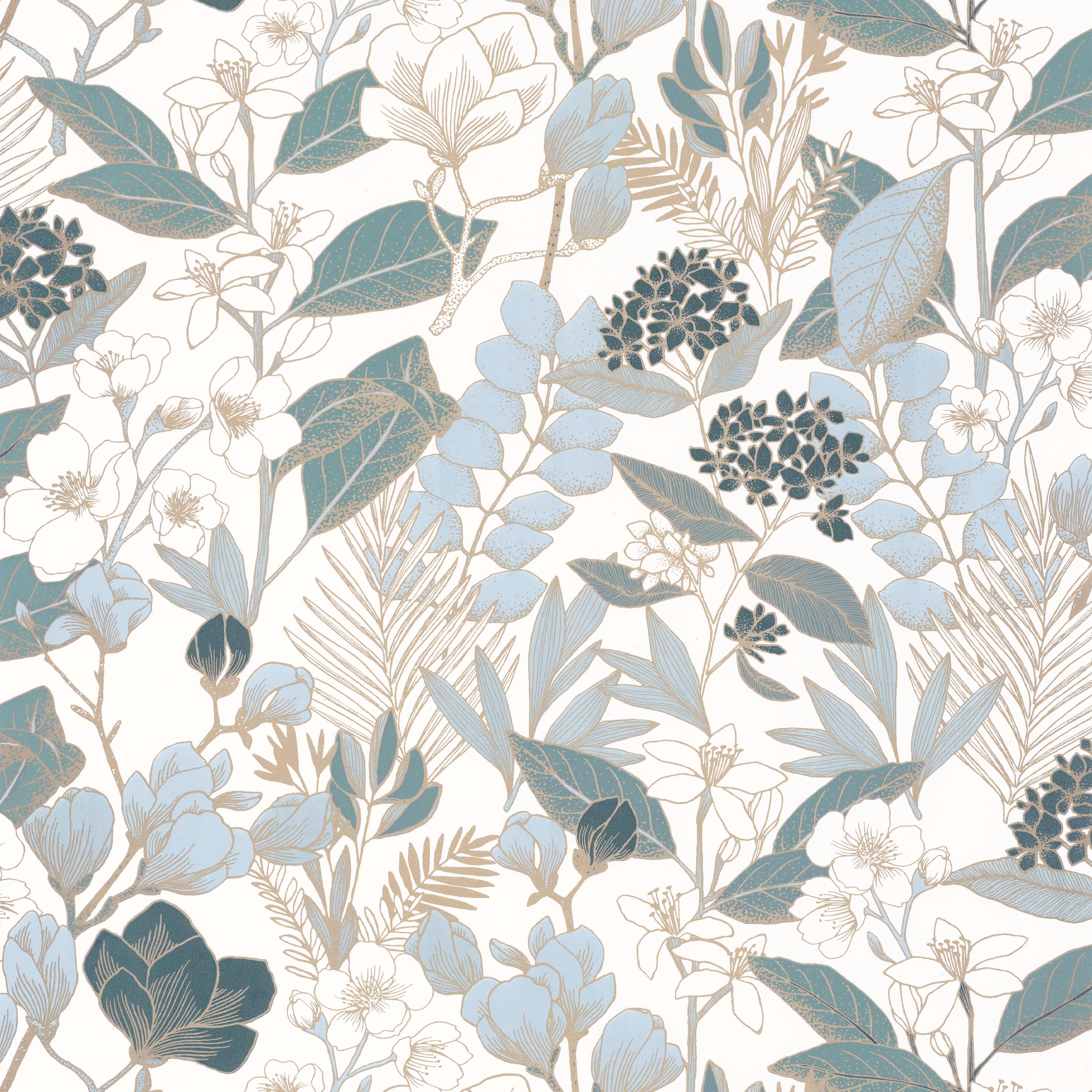 Papier peint intissé Only blue lovely field teal blue - 2