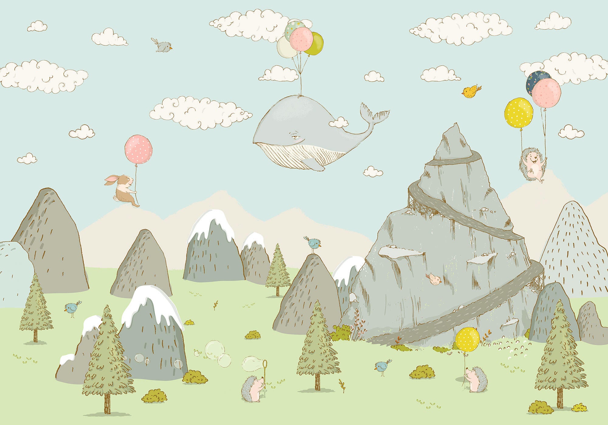 Papier peint panoramique Mountain travel multicouleur l.400 x H.280 cm - 2