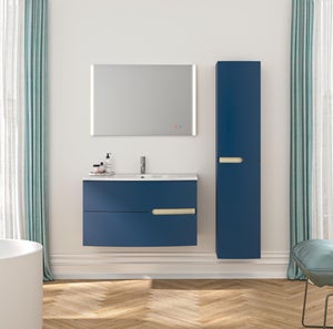 Meuble simple vasque, 2t l.90.2 x H.53.6 x P.51.6 cm, bleu nuit, Egerie
