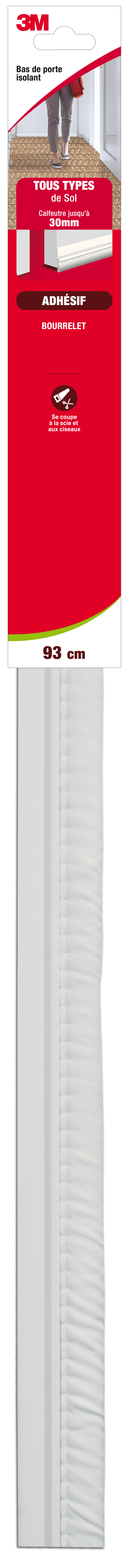 Bas de porte bavette à coller 3M Sol très irrégulier classique blanc 93 cm - 7