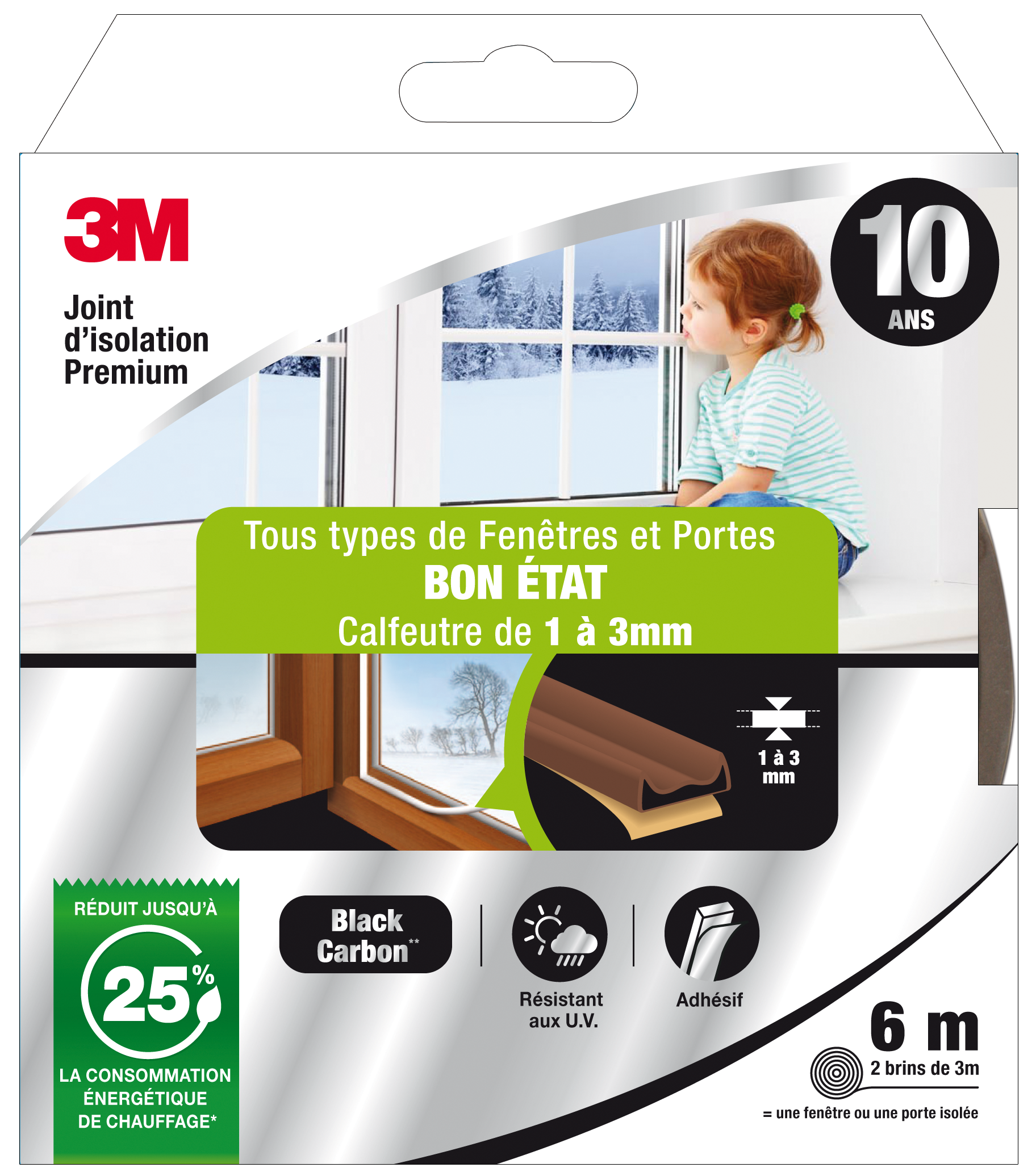 Joint de porte et fenêtre bon état Premium 3M 1 à 3 mm, L.6 m marron - 7
