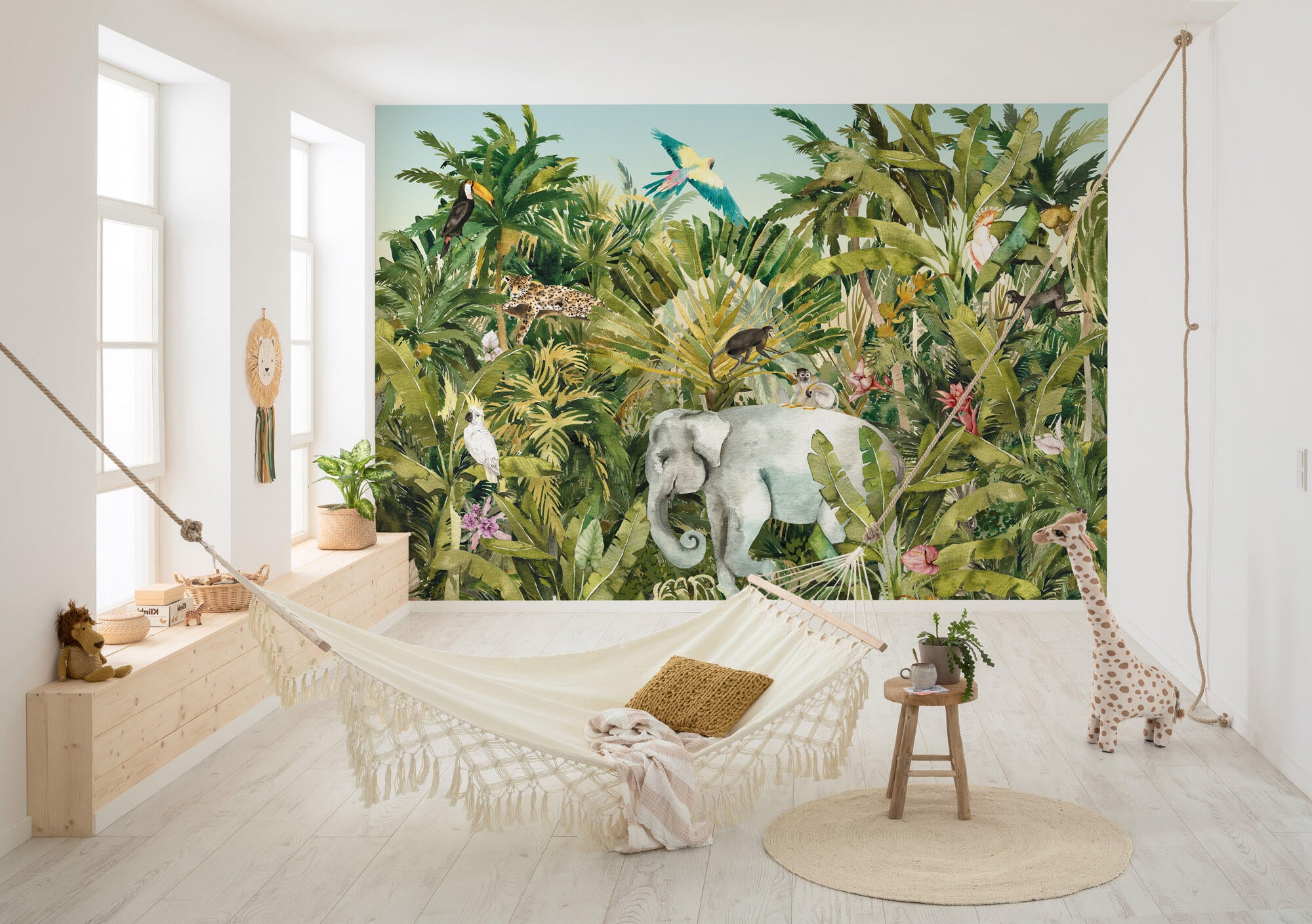 Mural no tejido animales jungle expedition multicolor de 350 x 250 cm komar