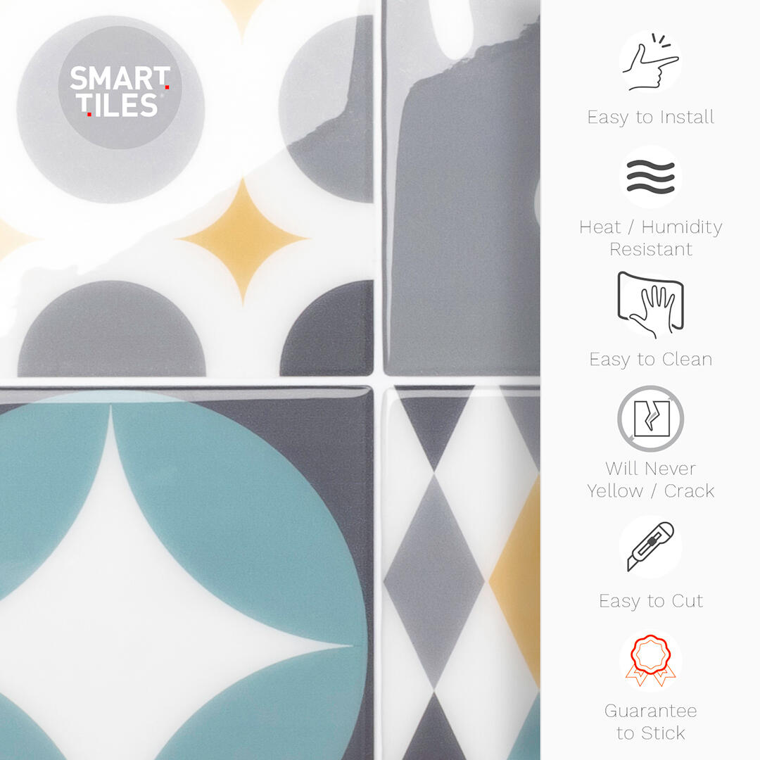 Lot de 4 adhésifs décoratifs, Vintage Cadiz, gris, 22.86X22.86 cm - 8