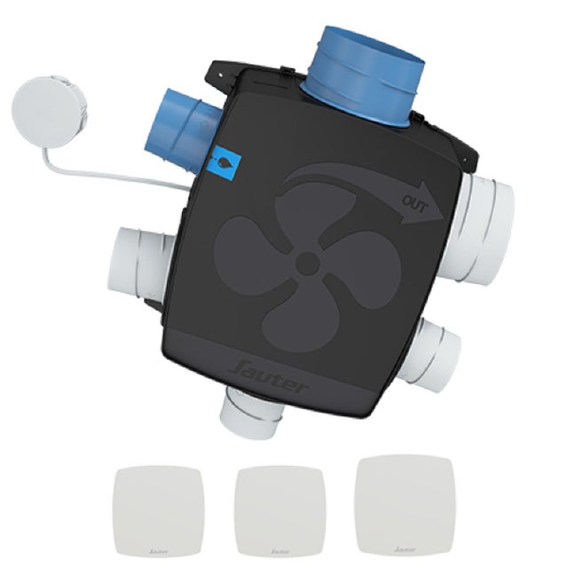 Kit VMC simple flux auto à détection d'humidité SAUTER Agalina extra plat