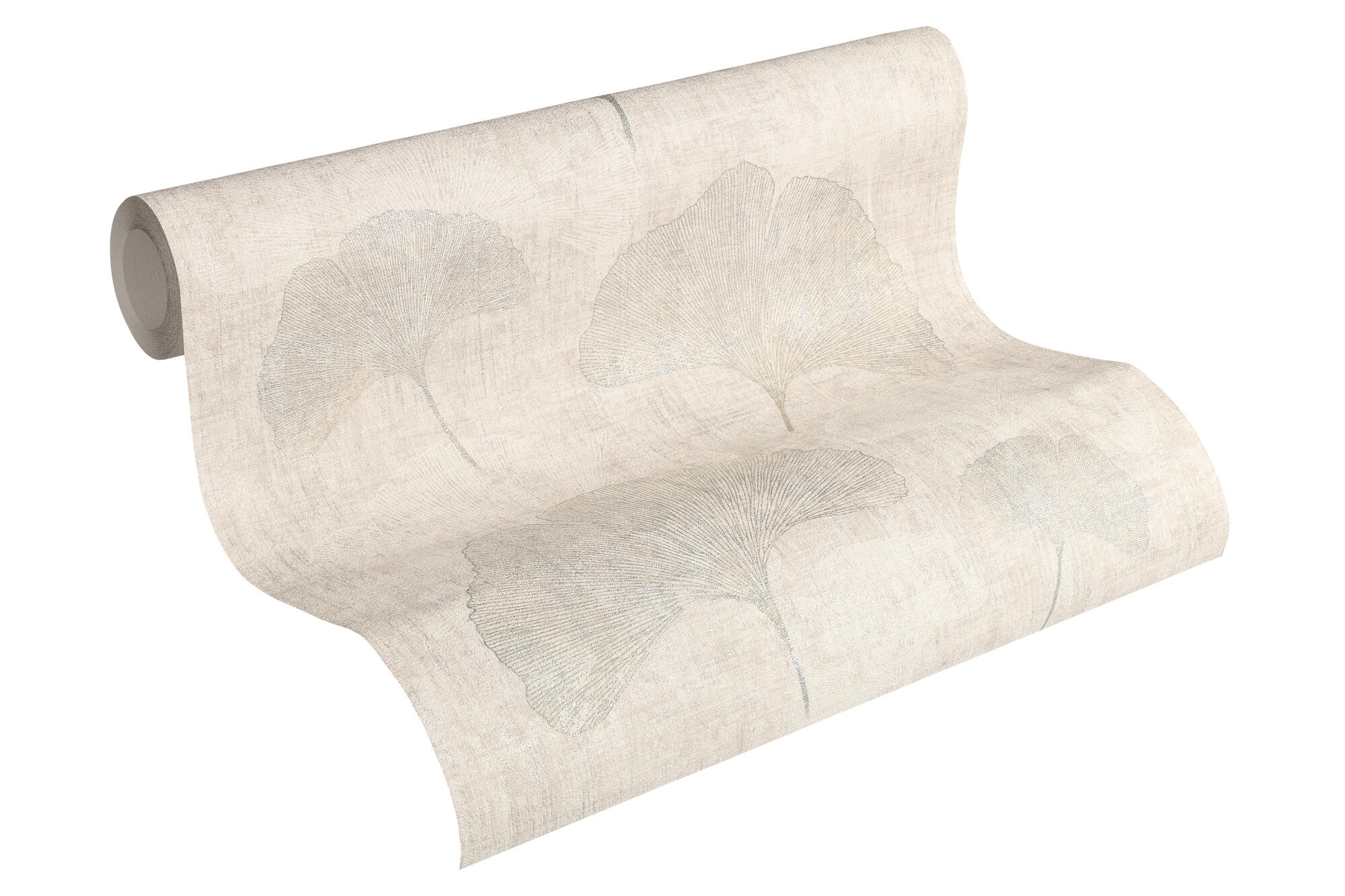 Papier peint vinyle sur intissé Ginkgo argent - 5