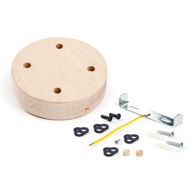 Pavillon cylindrique bois, 4 trous, d.12cm, CREATIVE CABLES