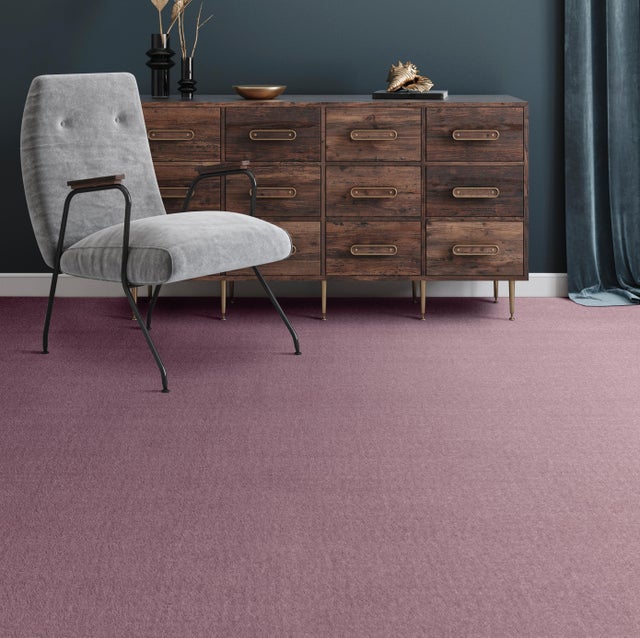 Moquette velours uni aubergine Castelo, rouleau l.4 m