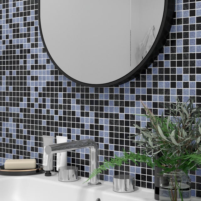 1 plaque mosaïque mur Pool noir 32.7 x 32.7 cm ARTENS