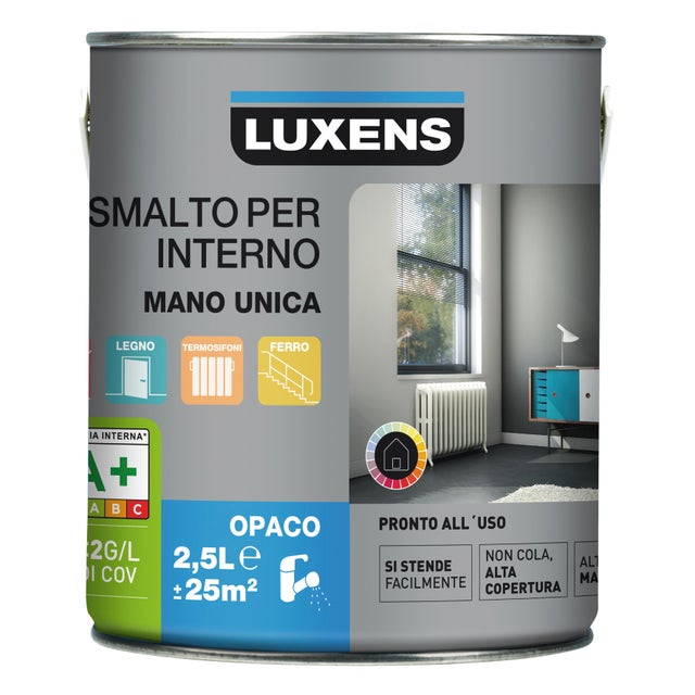 Smalto da interno LUXENS EN18-1537IG nero opaco 2.5 L