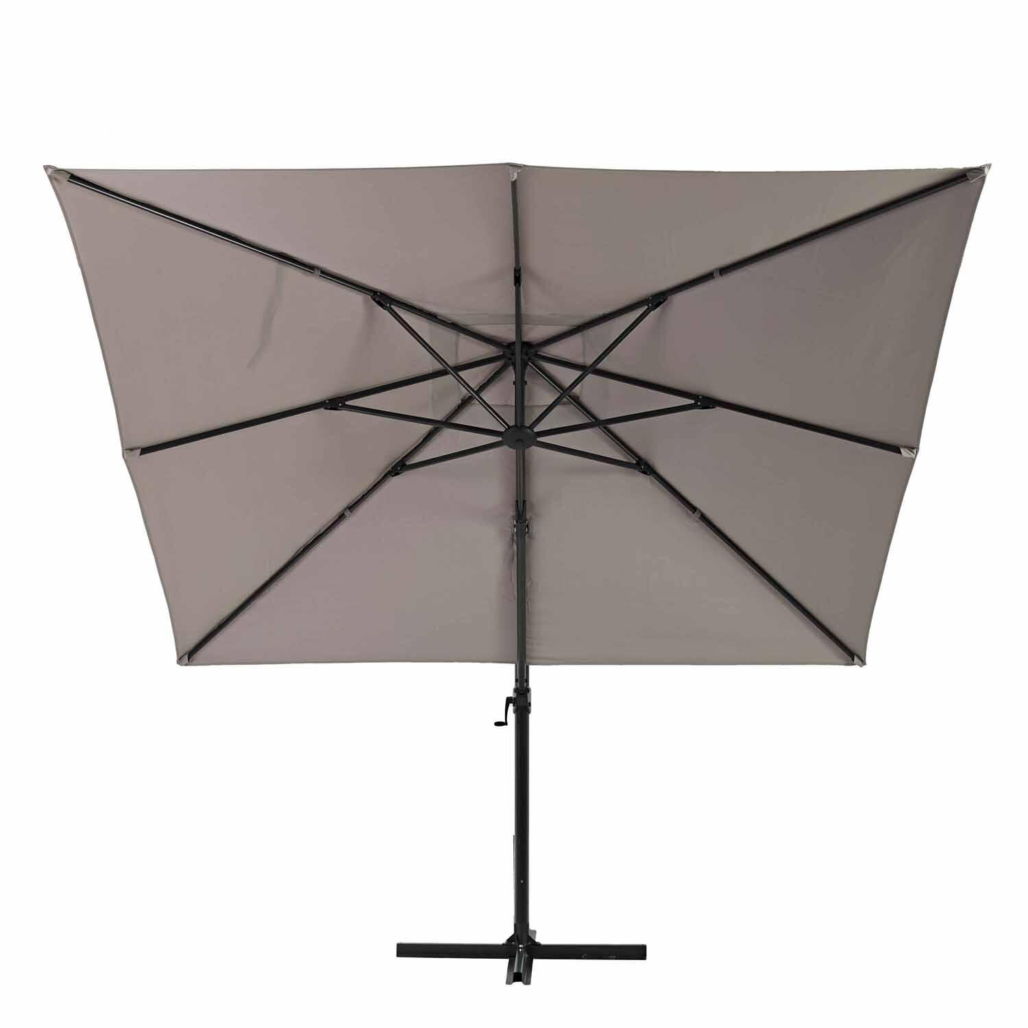 Ombrellone a palo laterale grigio Aura NATERIAL con telo quadrato tortora L 286 x P 286 x H 264 cm - 6