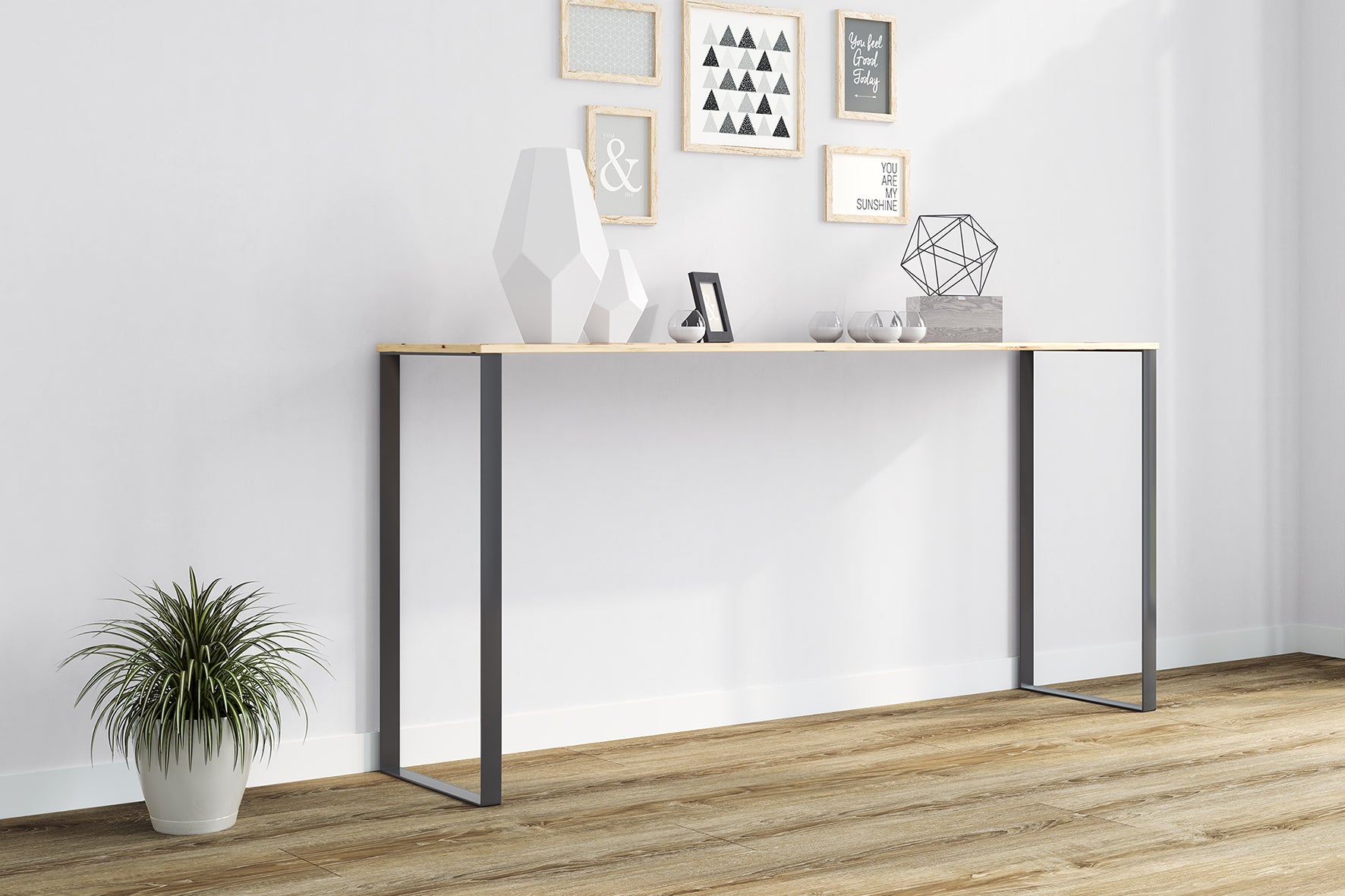 Pied pour meubles, tables et bars rectangulaire REI à visser, H.80 cm acier mat  - 2