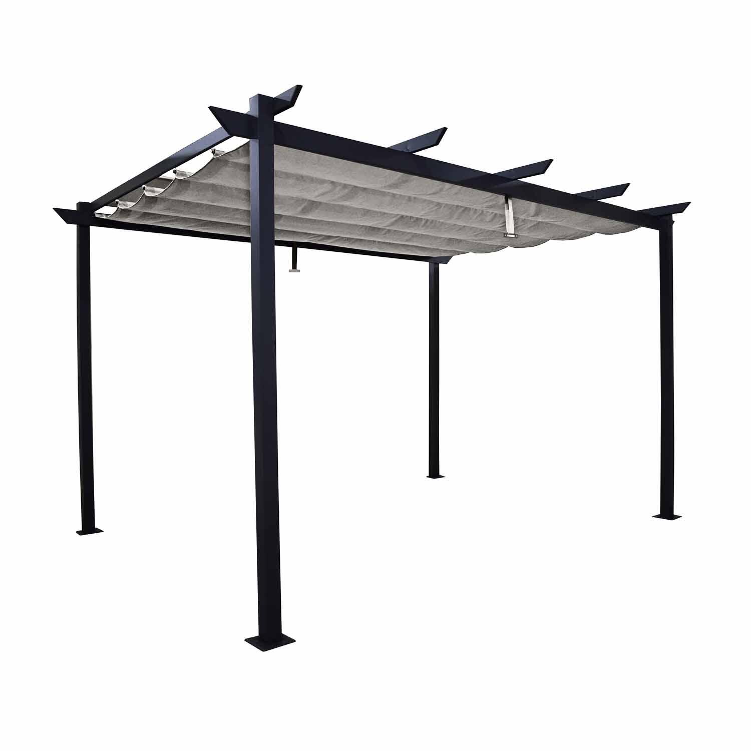 Pergola autoportante Omega, aluminium gris anthracite 2.85X4 m - 2