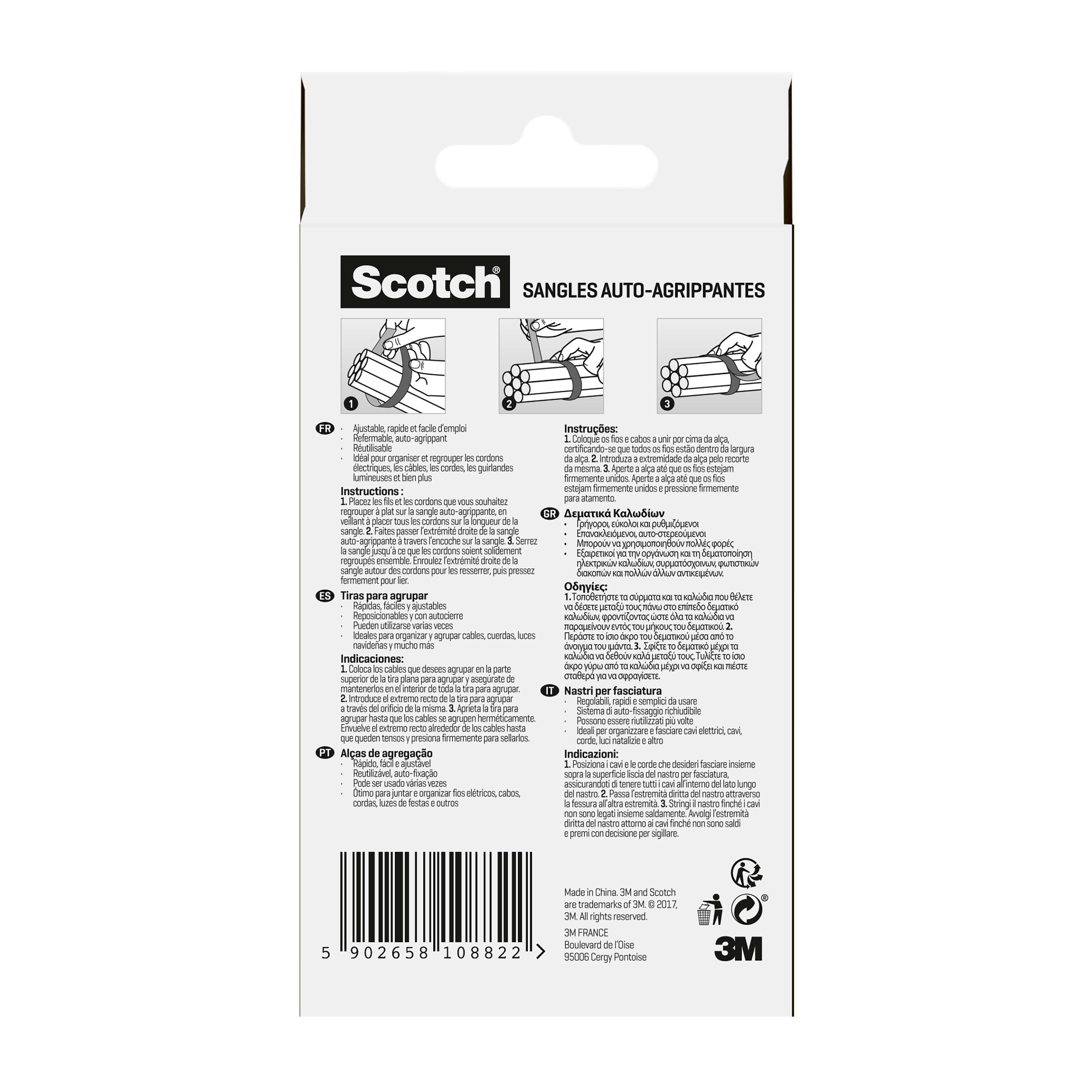 Auto-agrippant double face noir  SCOTCH L.3650 x l.19 mm - 2
