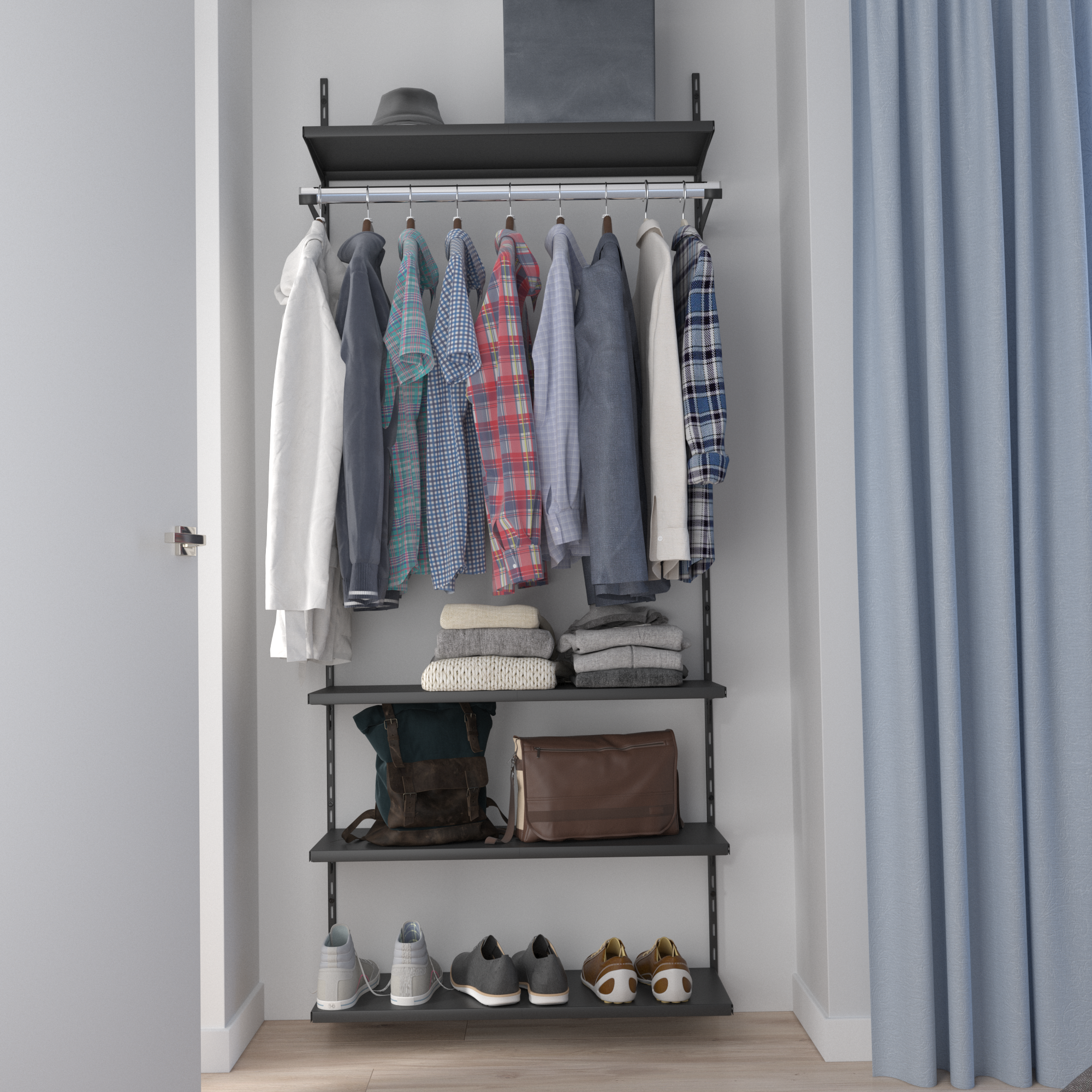 Crémaillère simple acier, H.200 cm entraxe 50 mm - 9