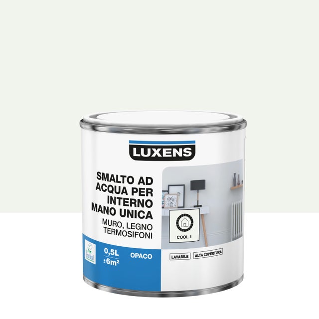 Smalto da interno, LUXENS Mano Unica bianco cool 1 opaco, 0.5 L