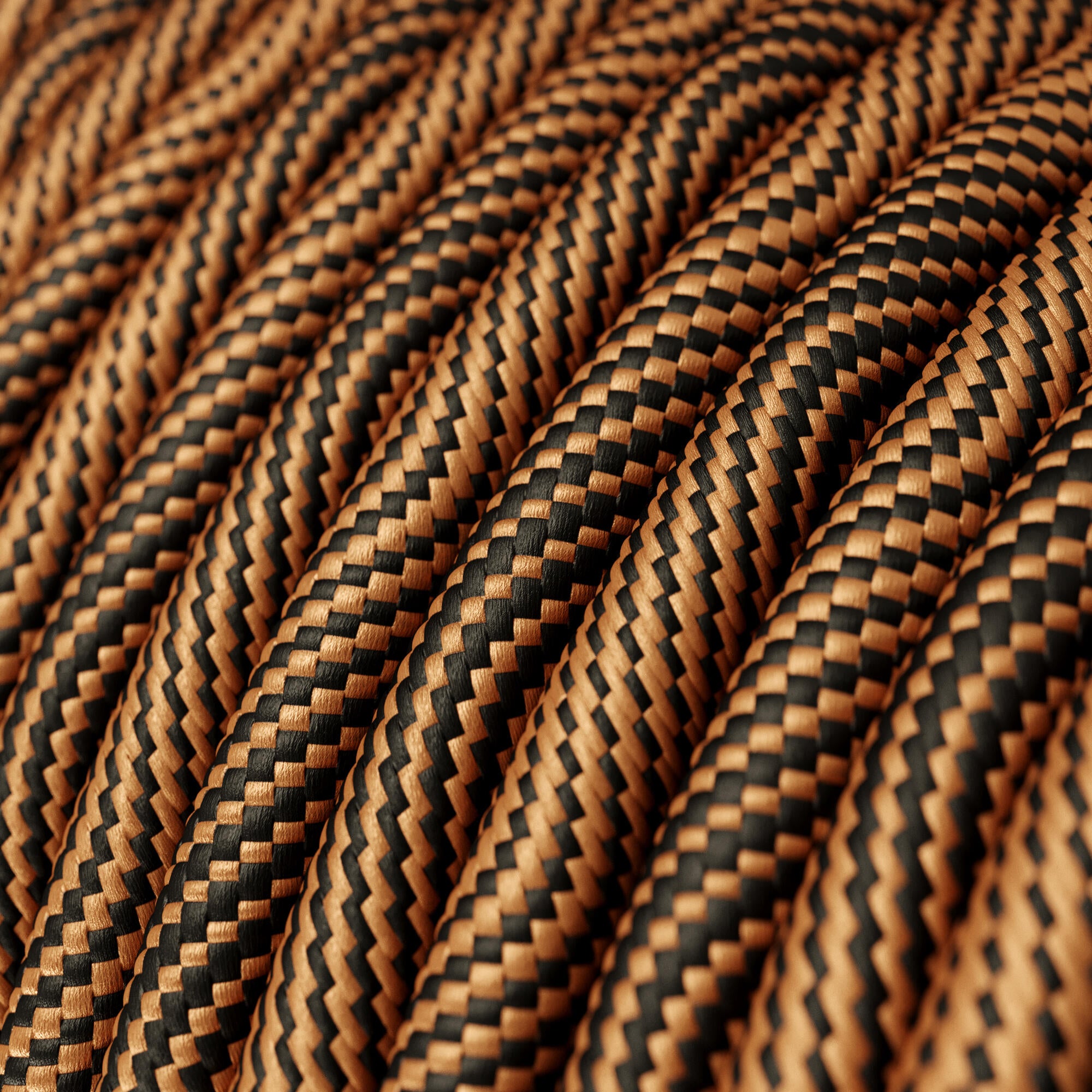 Câble tissu vertigo, CREATIVE CABLES cuivre / noir, 2.5m - 2