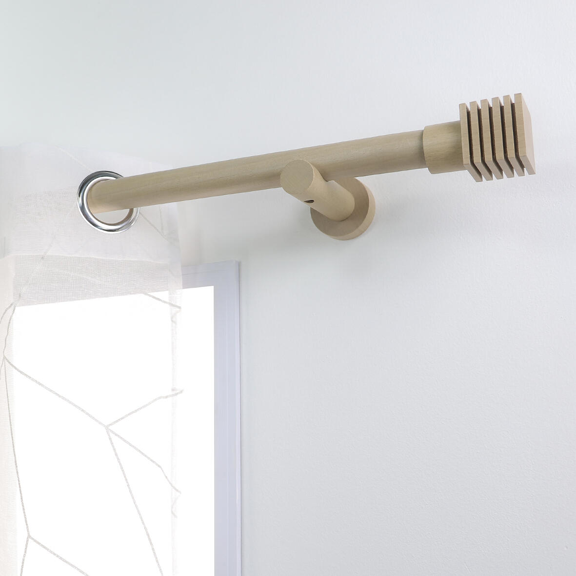 Embout pour barre à rideau, Diam.28 mm décor chêne clair Design, INSPIRE - 3