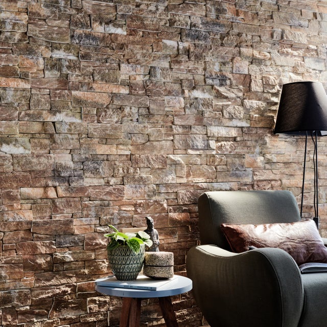 Plaquette de parement béton préfabriqué effet pierre Orient intérieur/extérieur