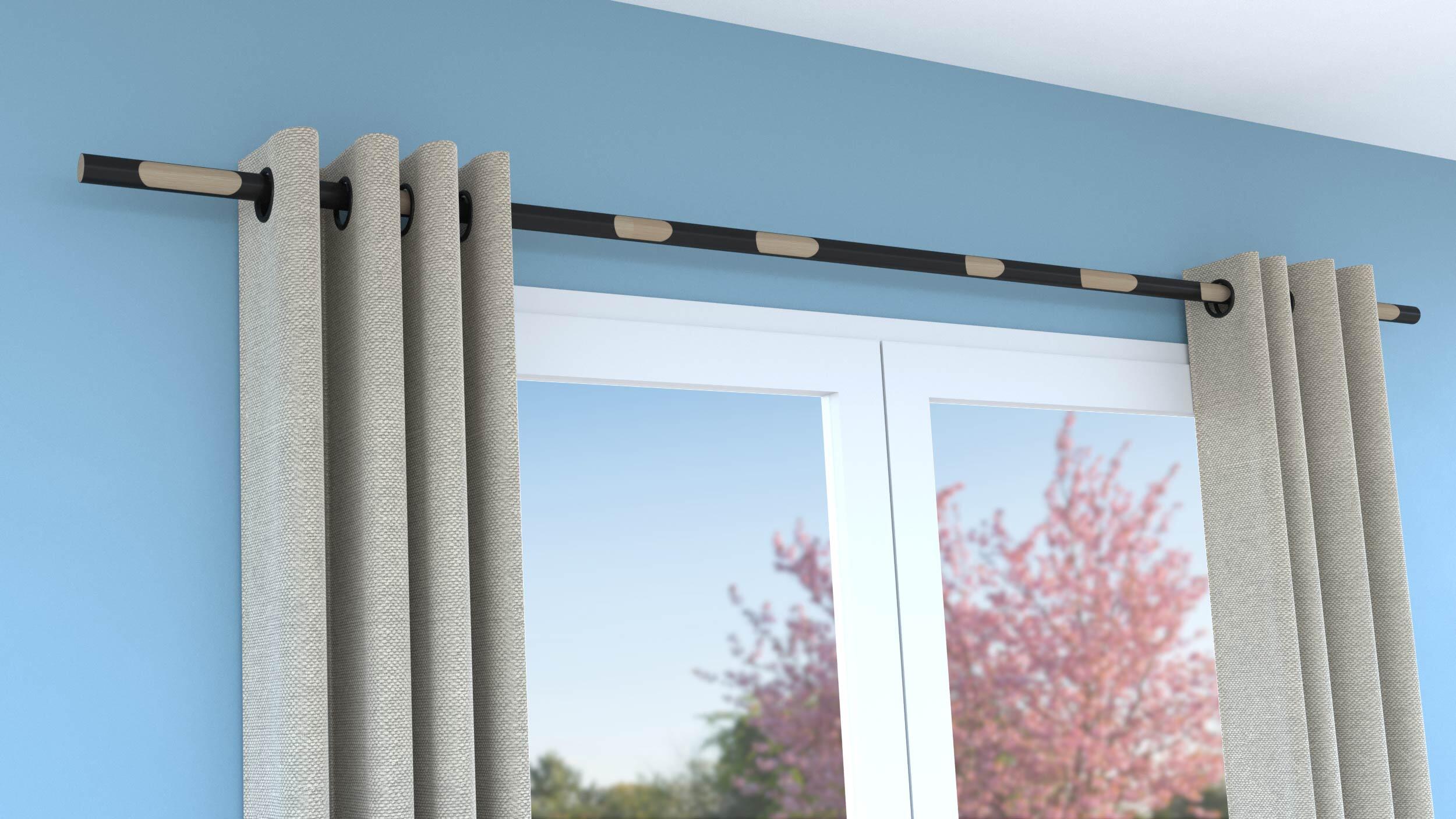 Deco-Raum Lot de 2 barres de vitrage extensibles - Blanc - Longueur 70-120 cm - Avec crochet de