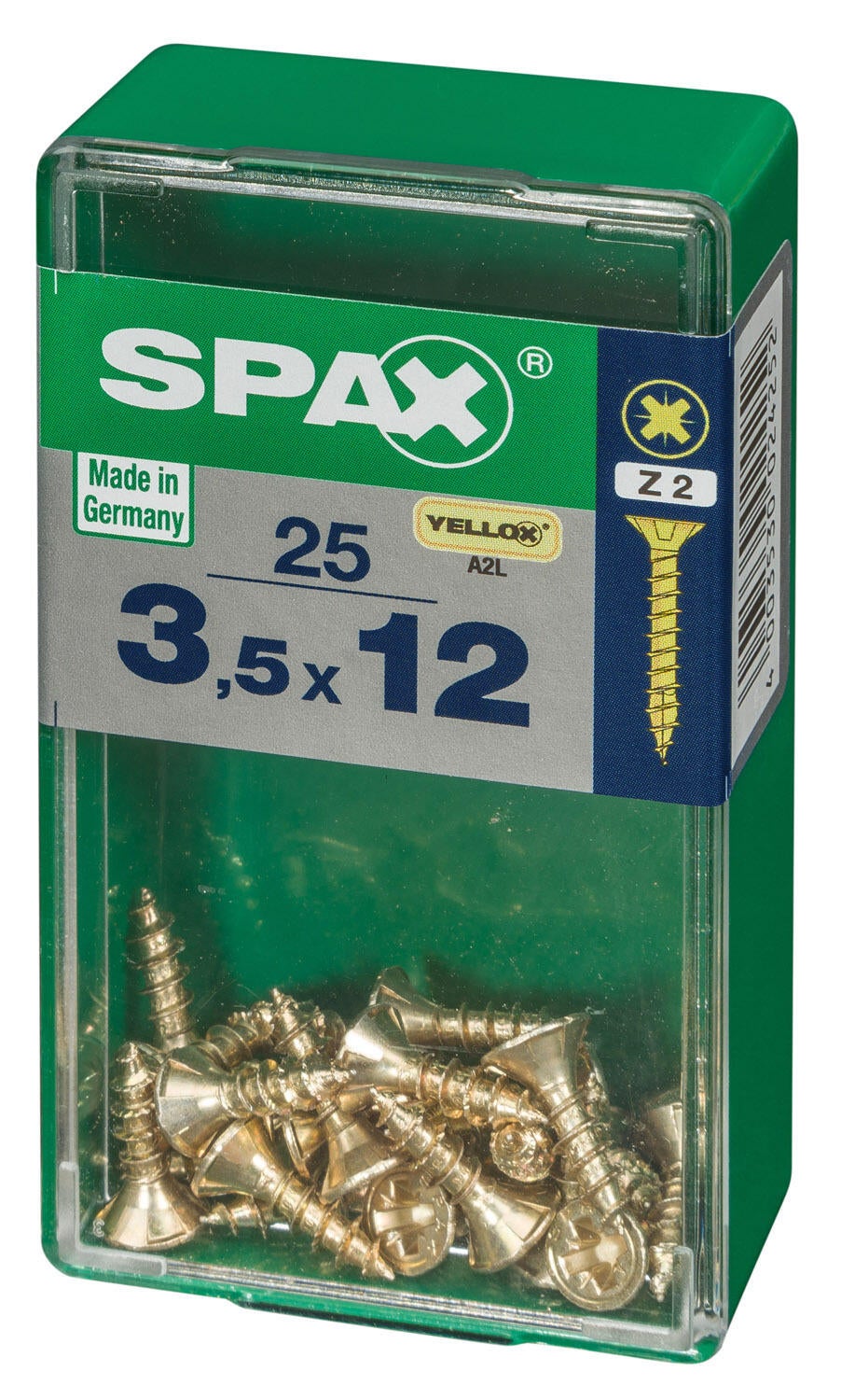 25 vis acier tête fraisée pozidriv SPAX, Ø3.5 x L.12 mm - 3