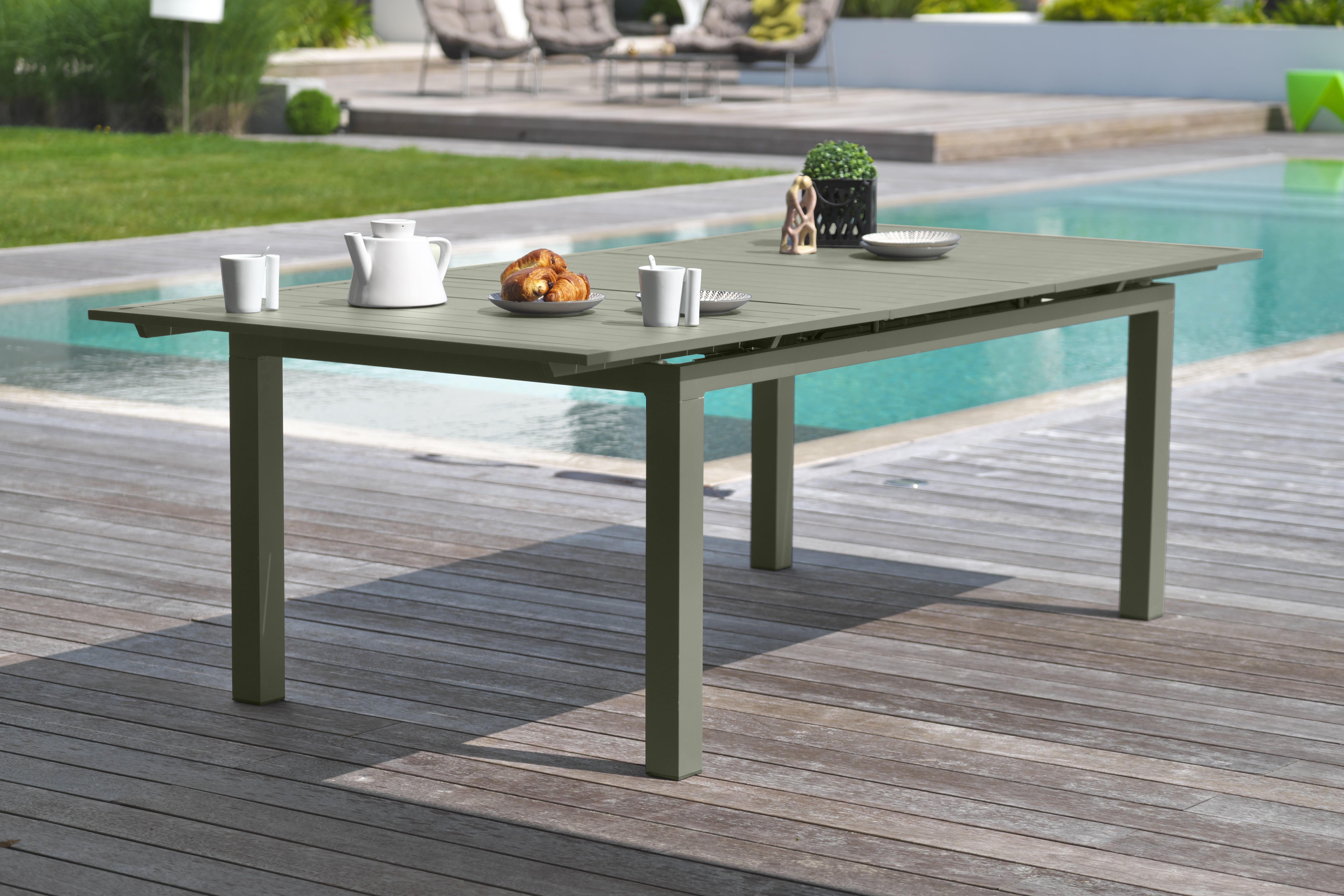 Table de jardin DCB GARDEN Miami-kaki rectangulaire vert 10 personnes - 4
