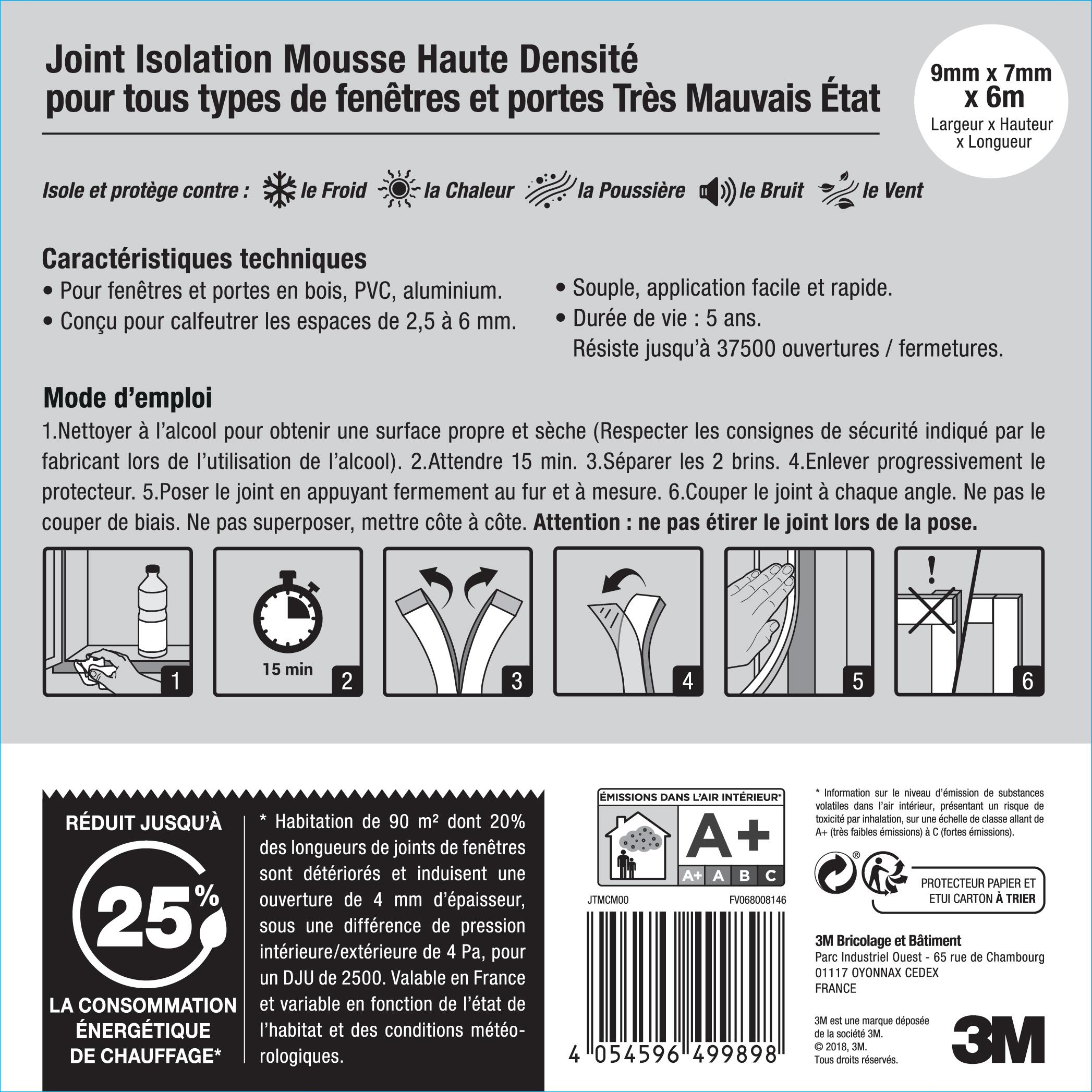 Joint de porte et fenêtre très mauvais état 3M 2,5 à 6 mm, L.6 m marron - 4