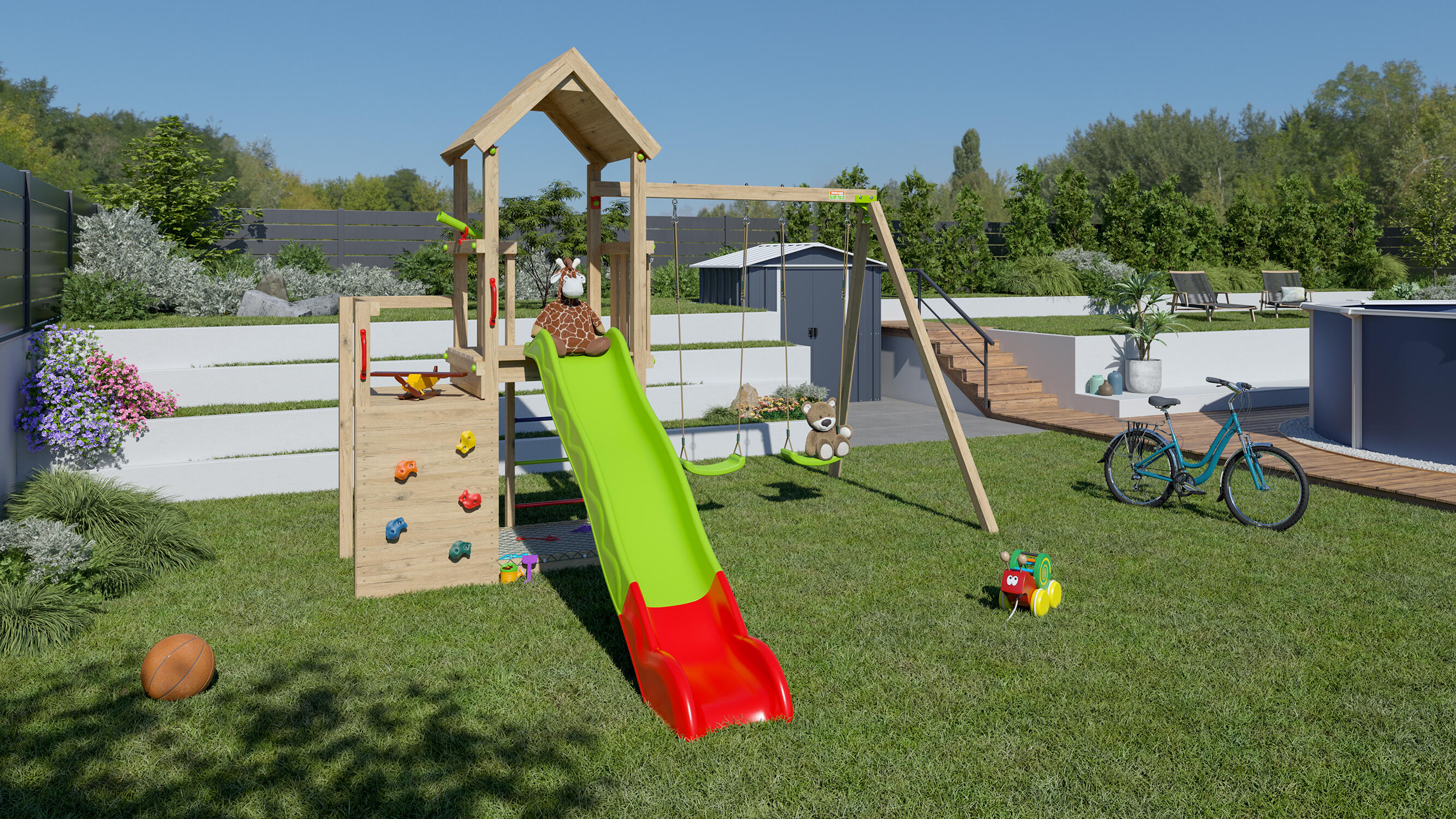 Aire de jeux bois Ultra Xplorer TRIGANO, H.284 cm - 3