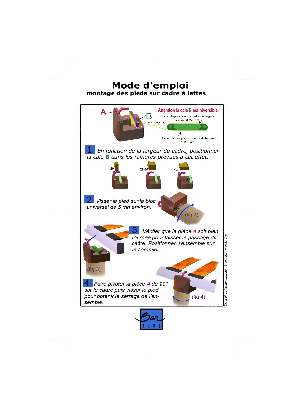 Lot de 4 adaptateurs pour sommier à latte - 2