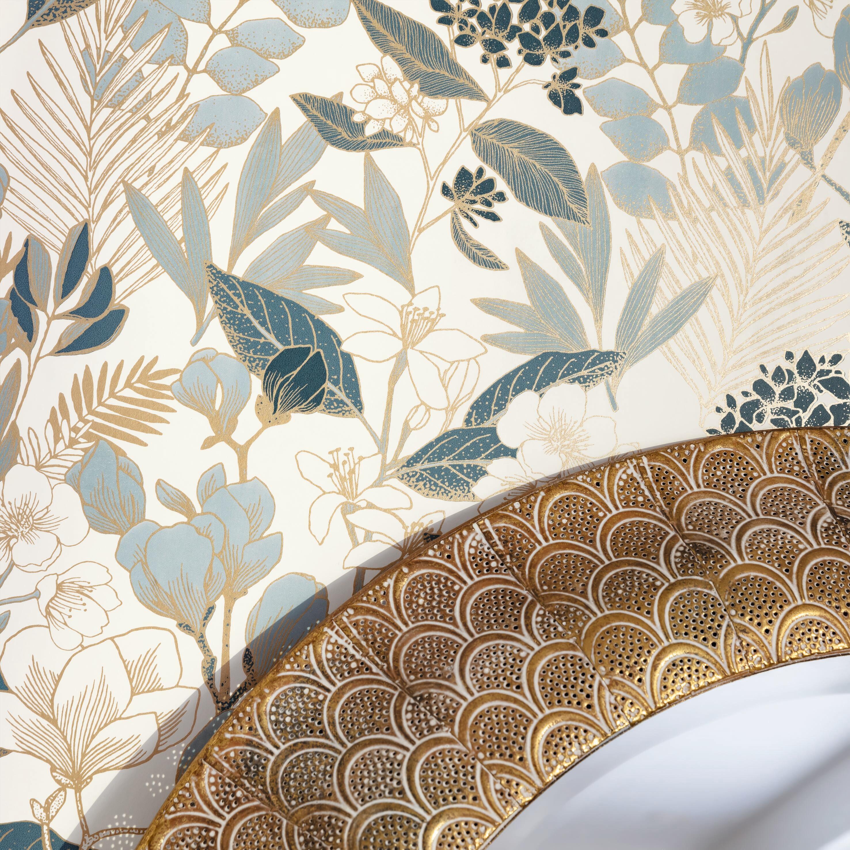 Papier peint intissé Only blue lovely field teal blue - 3