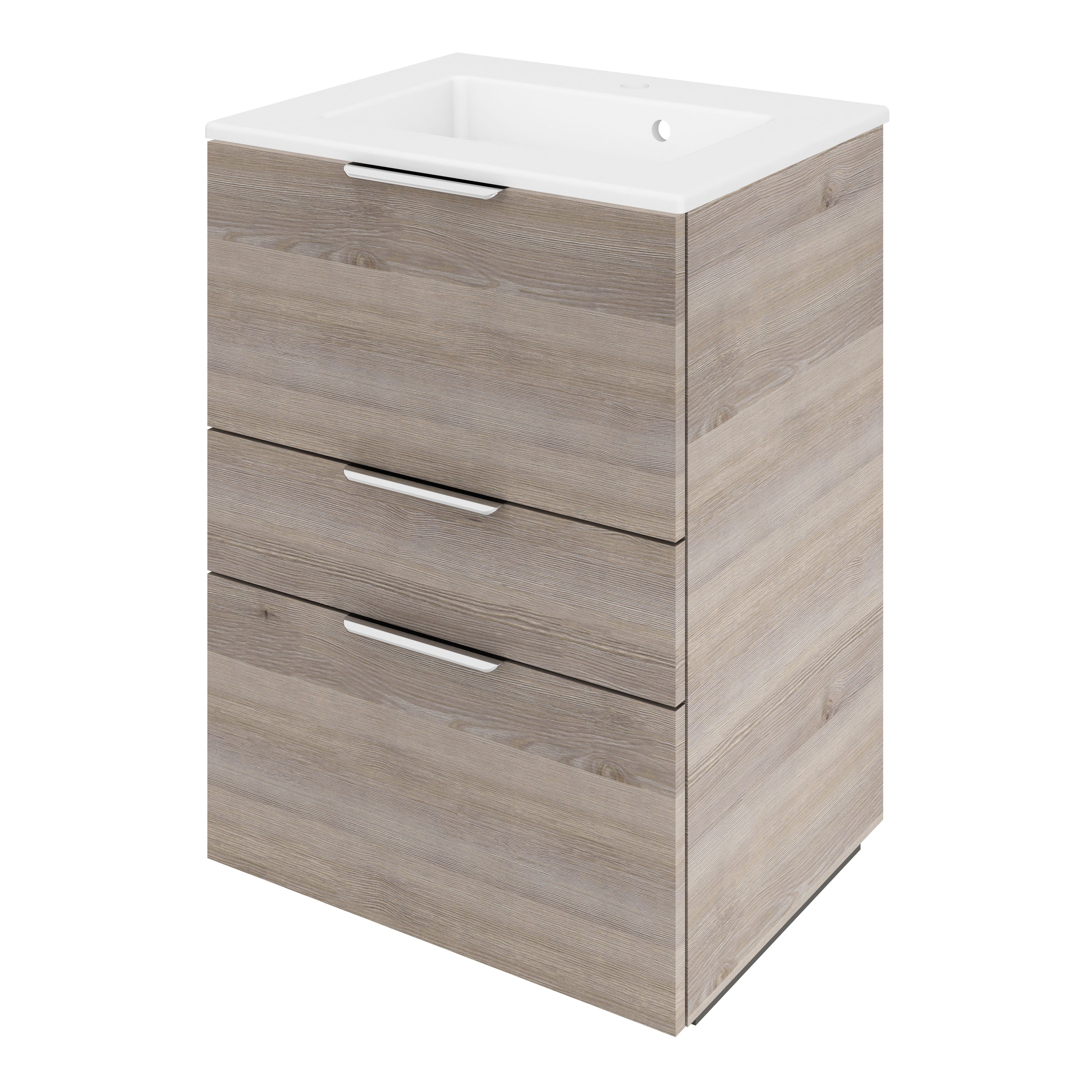 Meuble Vasque 3t L 60 X H 84 X P 48cm Effet Ch ne Gris Neo Line meuble-vasque-3t-l-60-x-h-84-x-p-48cm-effet-ch-ne-gris-neo-line