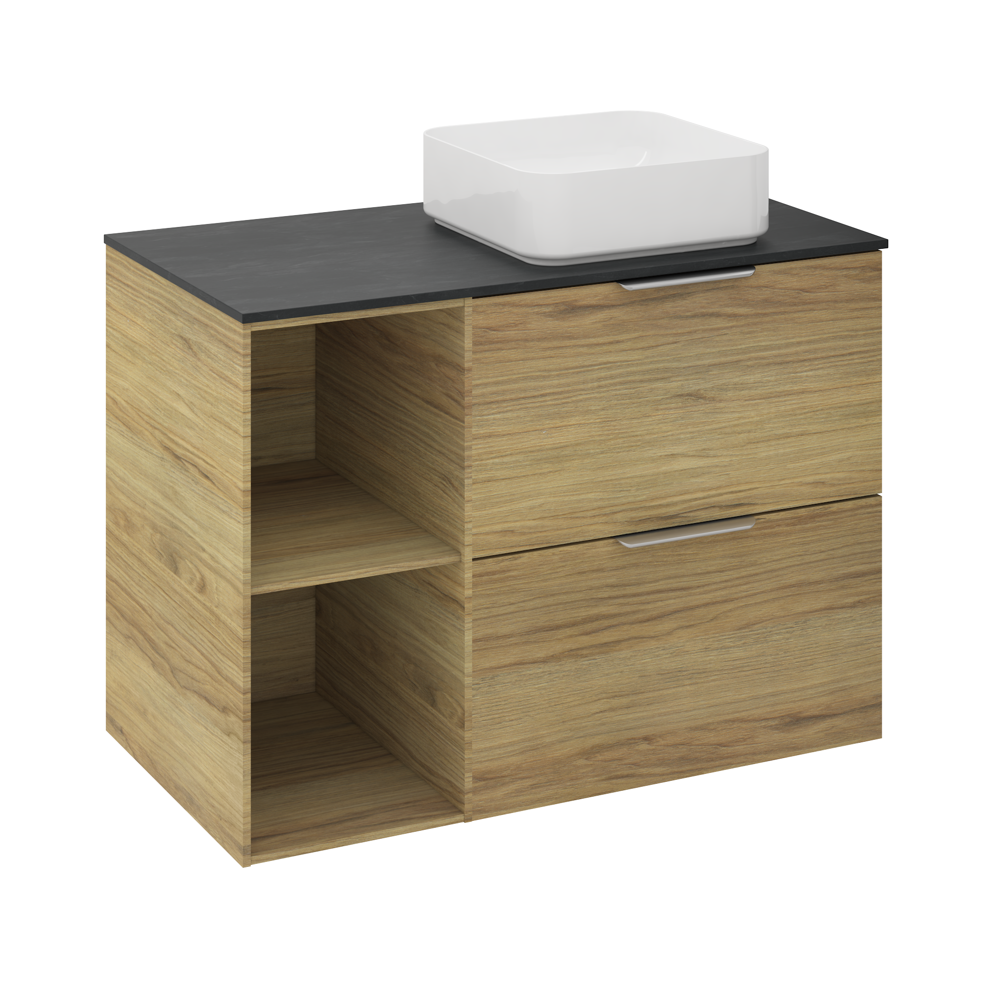 Meuble sous-vasque 2t L.60cm x H.64cm x P.48cm effet chêne miel Neo line - 6