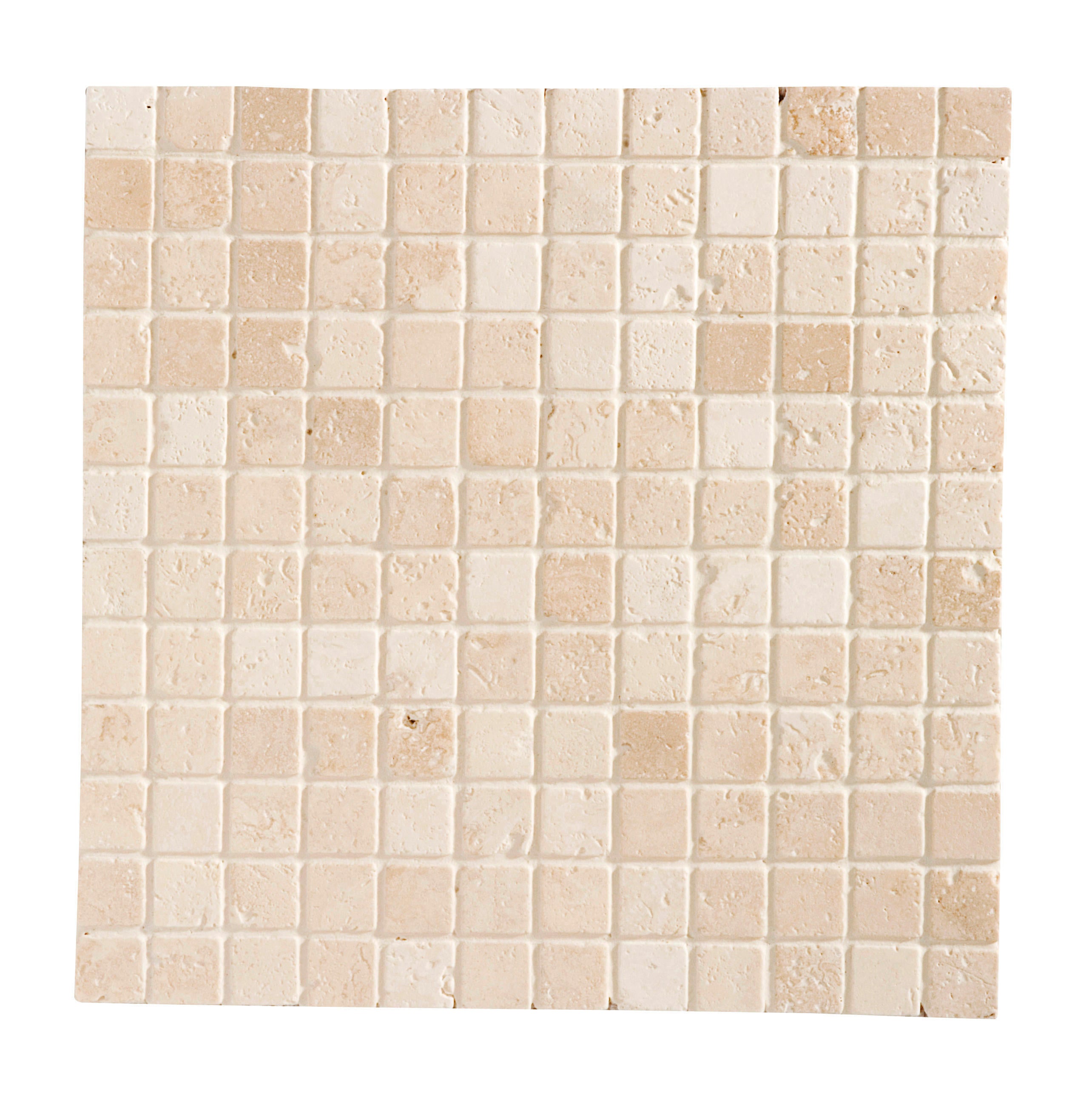 Mosaïque sol / mur Mineral travertin effet pierre ivoire 30.5 x 30.5 cm ARTENS - 3