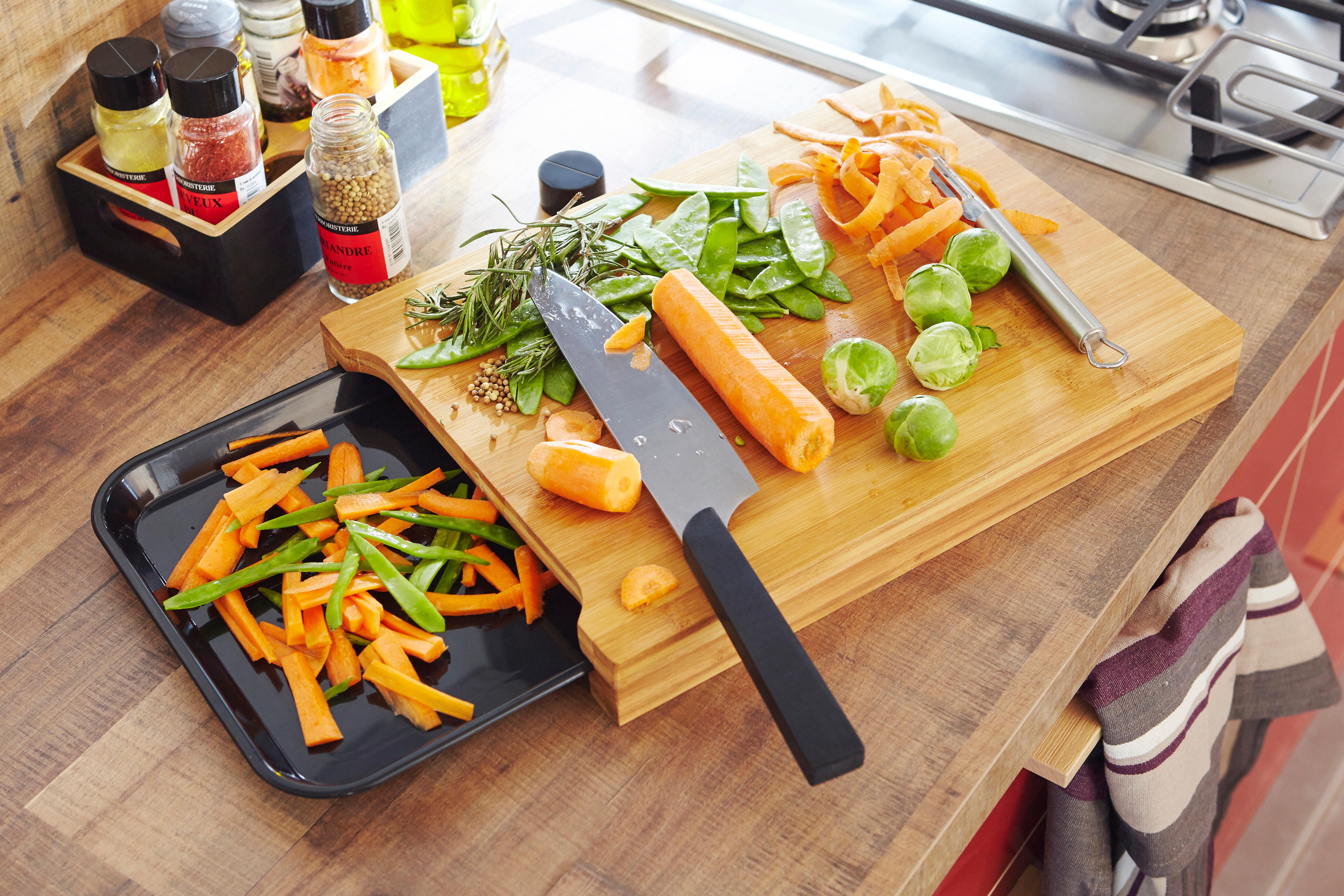 Planche à découper en bambou + plateau l.32 x L.27.5 cm - 2