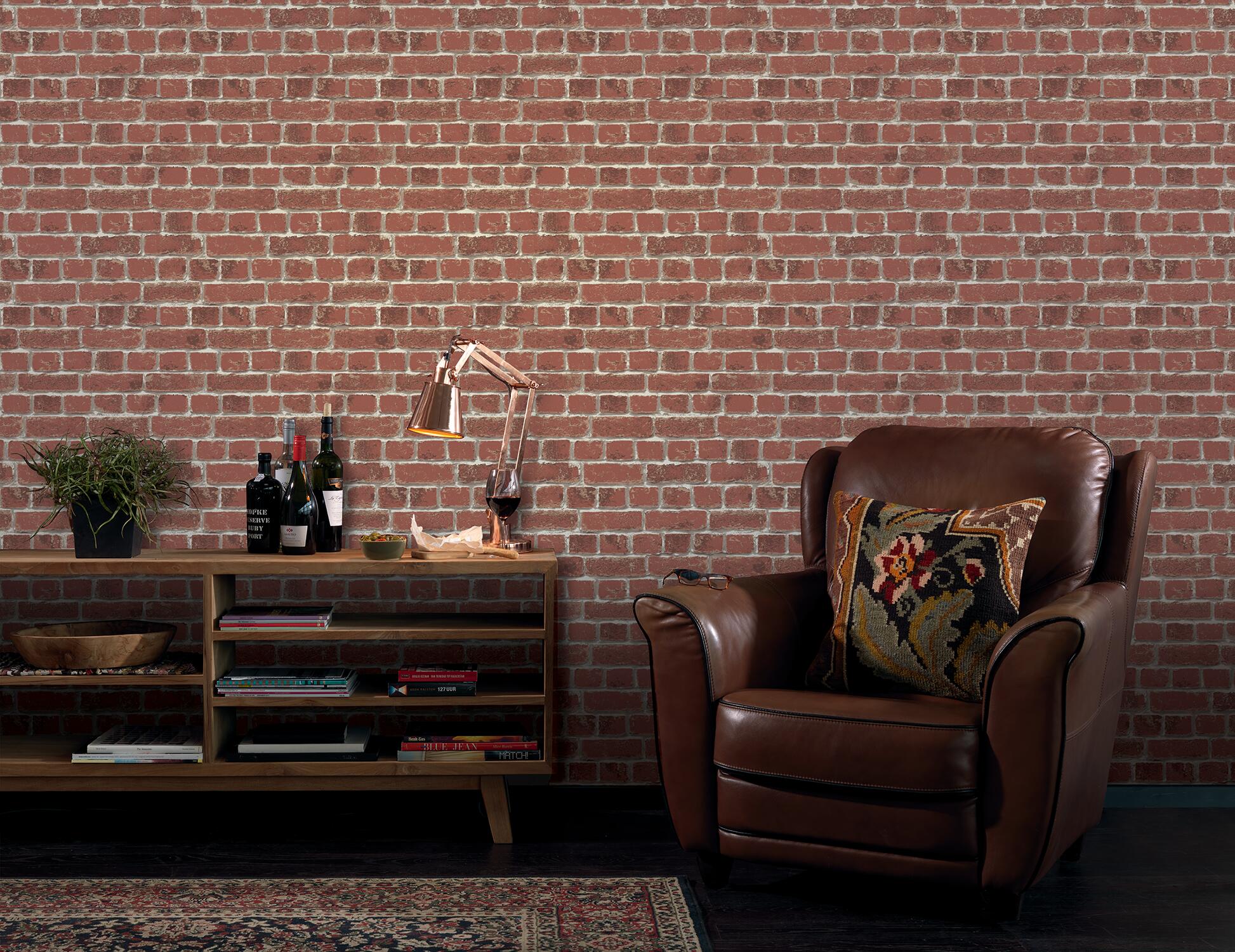 Papier peint intissé Brique 3d rouge | Leroy Merlin