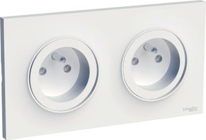 Double prise avec terre complet Odace Styl, SCHNEIDER ELECTRIC, blanc